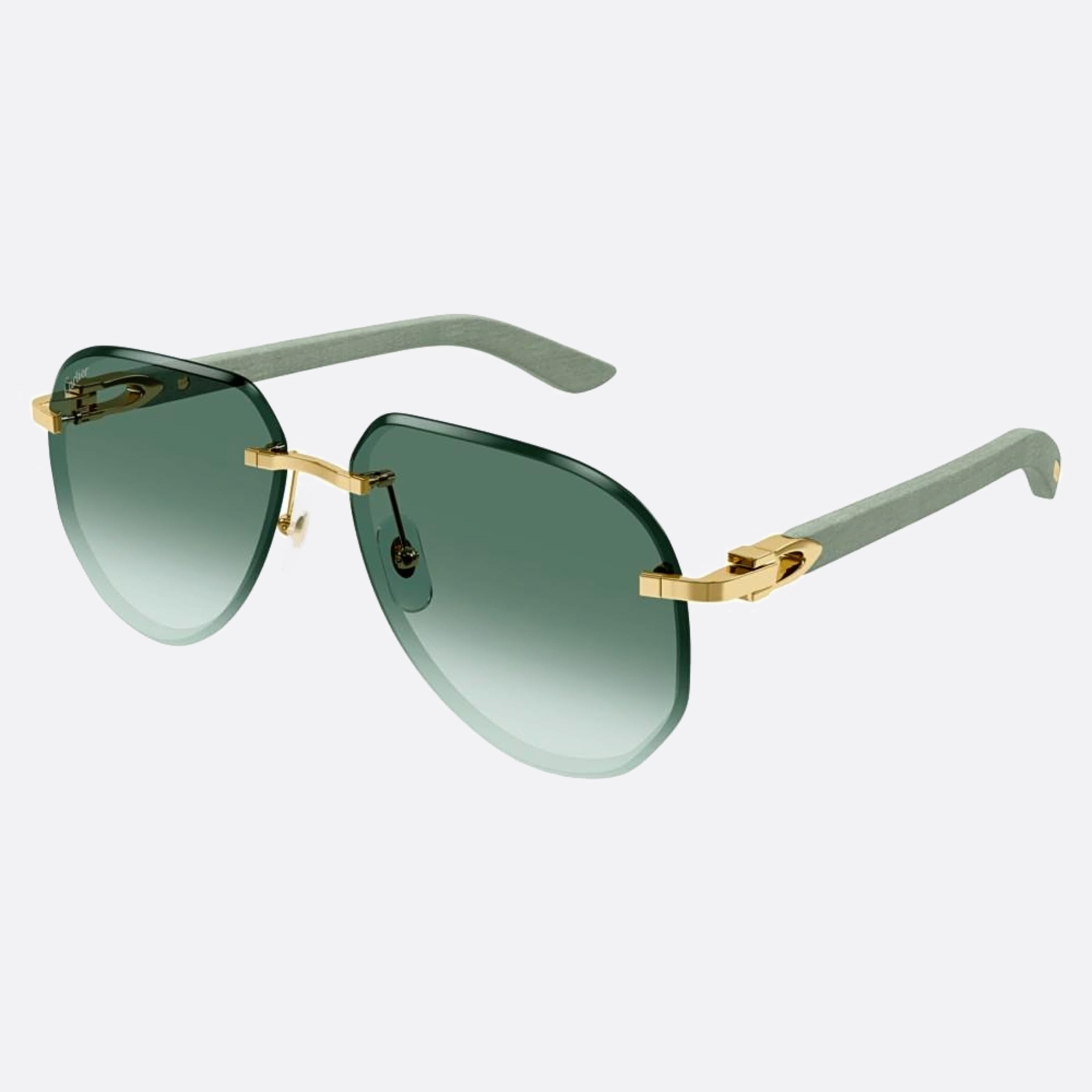 Cartier 61mm Gold Pilot Men Sunglasses - Side View