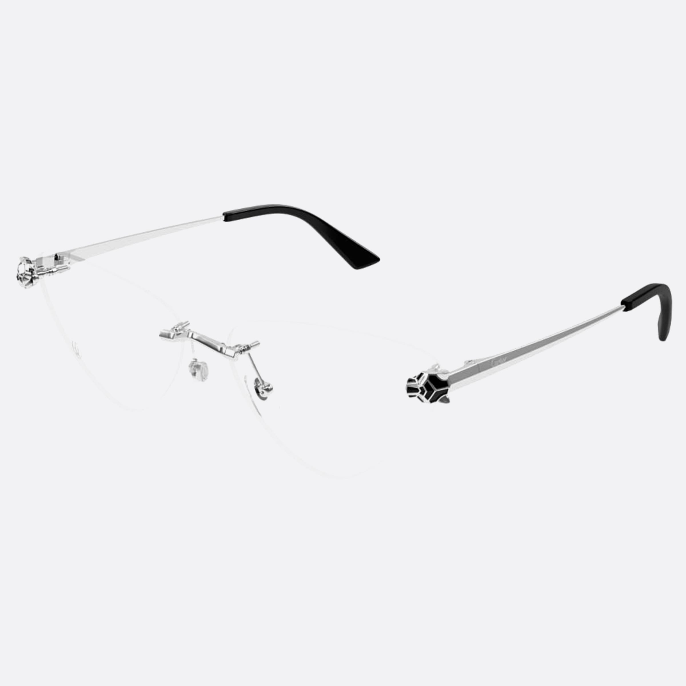 Cartier 60mm Silver Cat Eye Women Eyeglasses - Side View