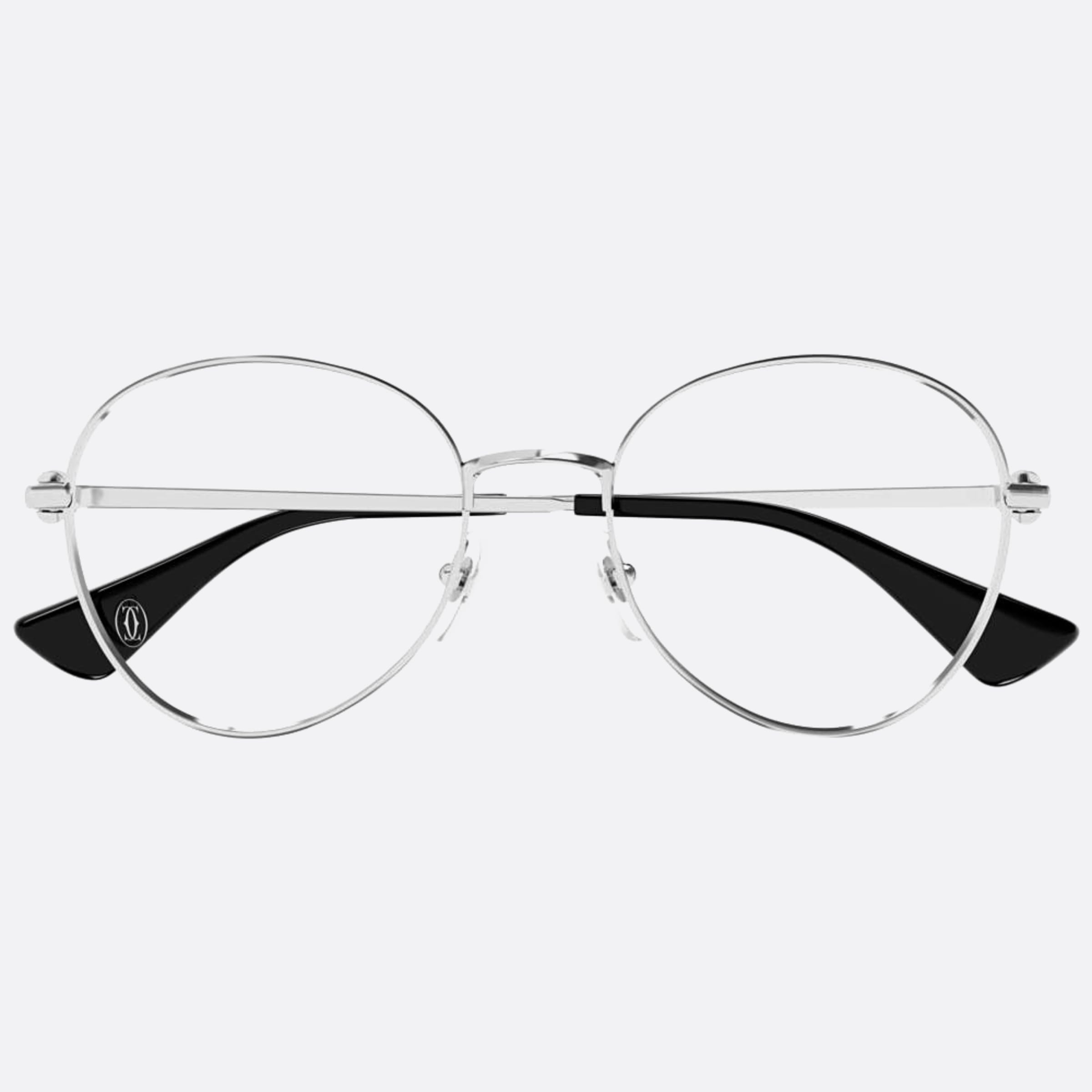 Cartier 52mm Silver Round Women Eyeglasses - Main View