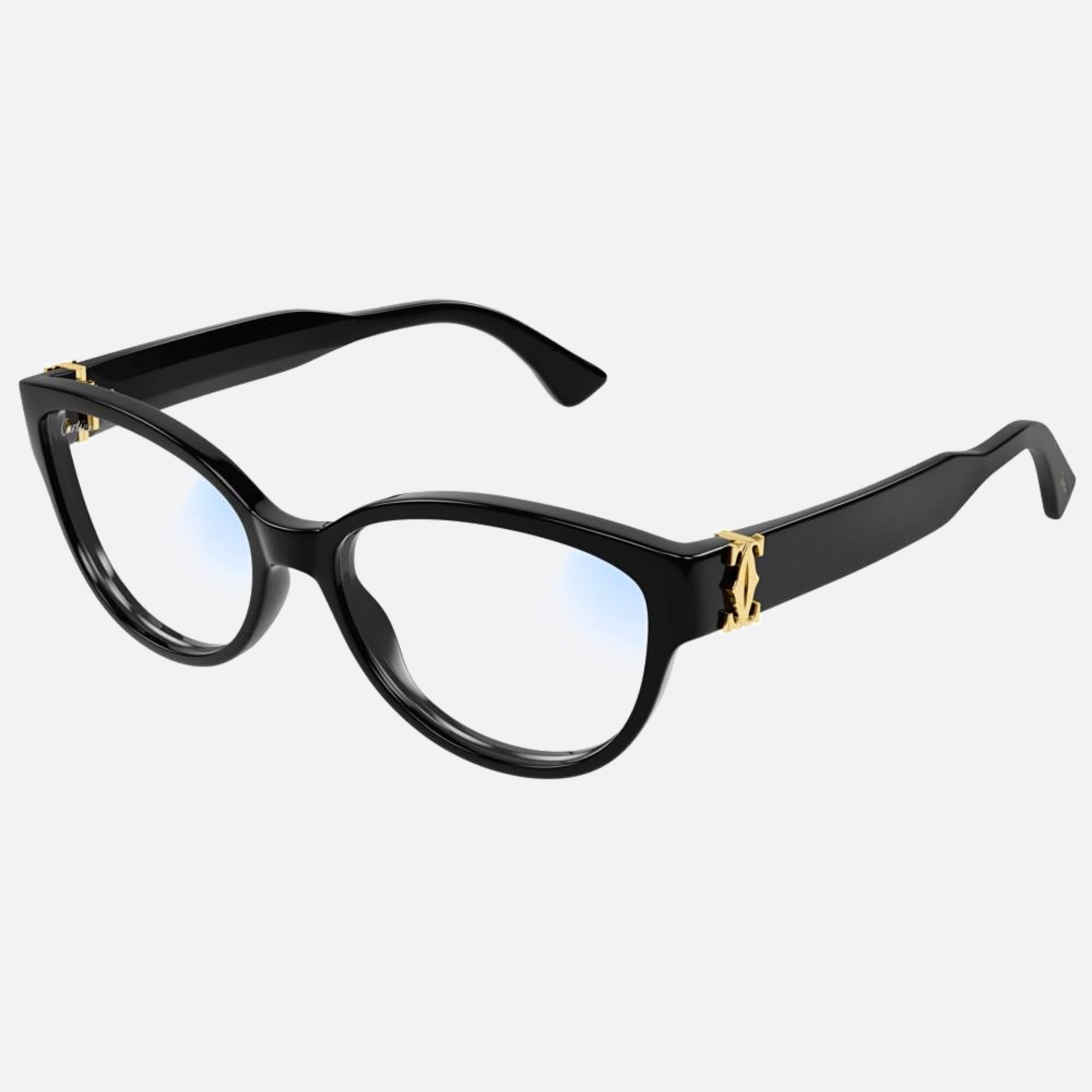 Cartier 56mm Black Cat Eye Women Sunglasses - Side View