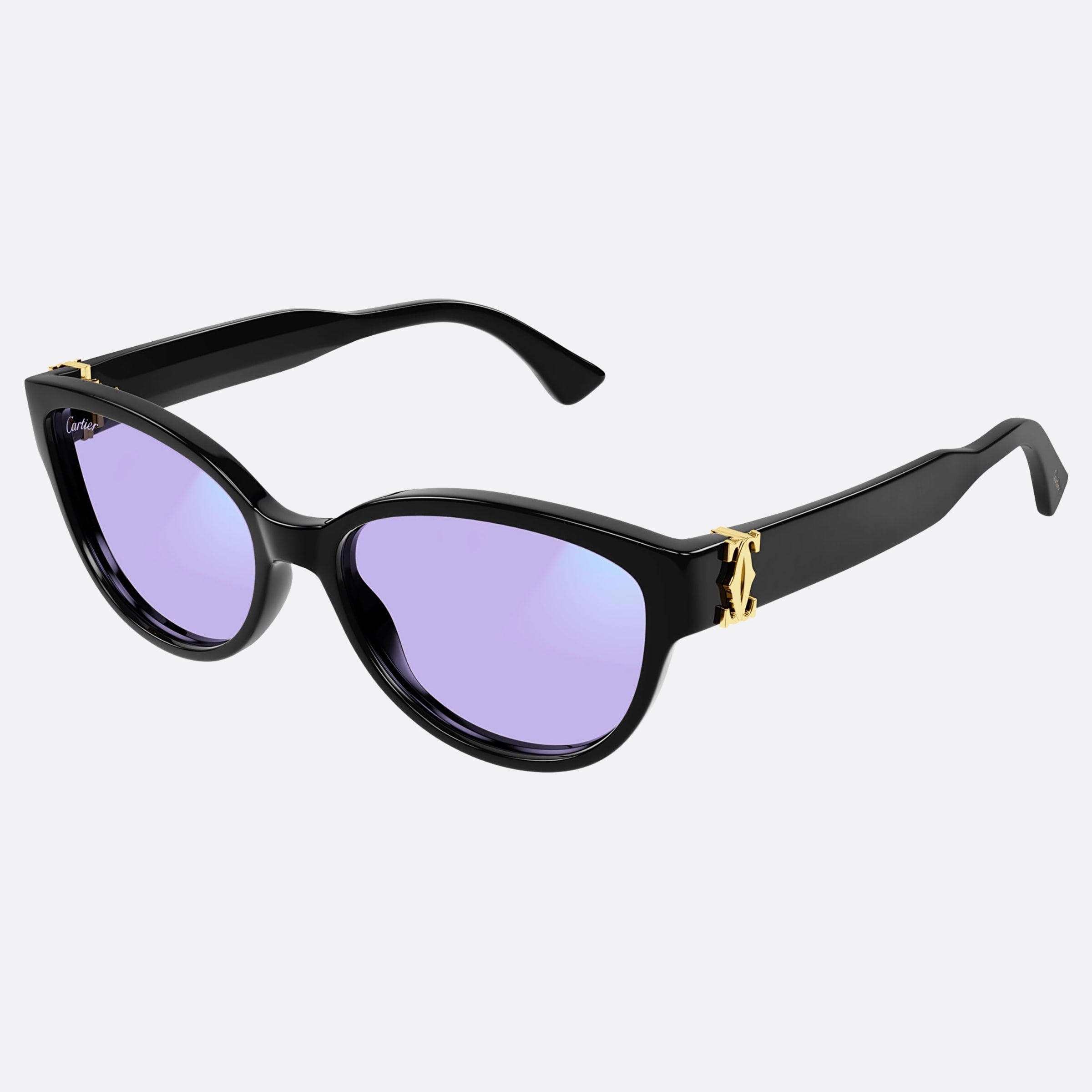 Cartier 56mm Black Cat Eye Women Sunglasses - Detail View