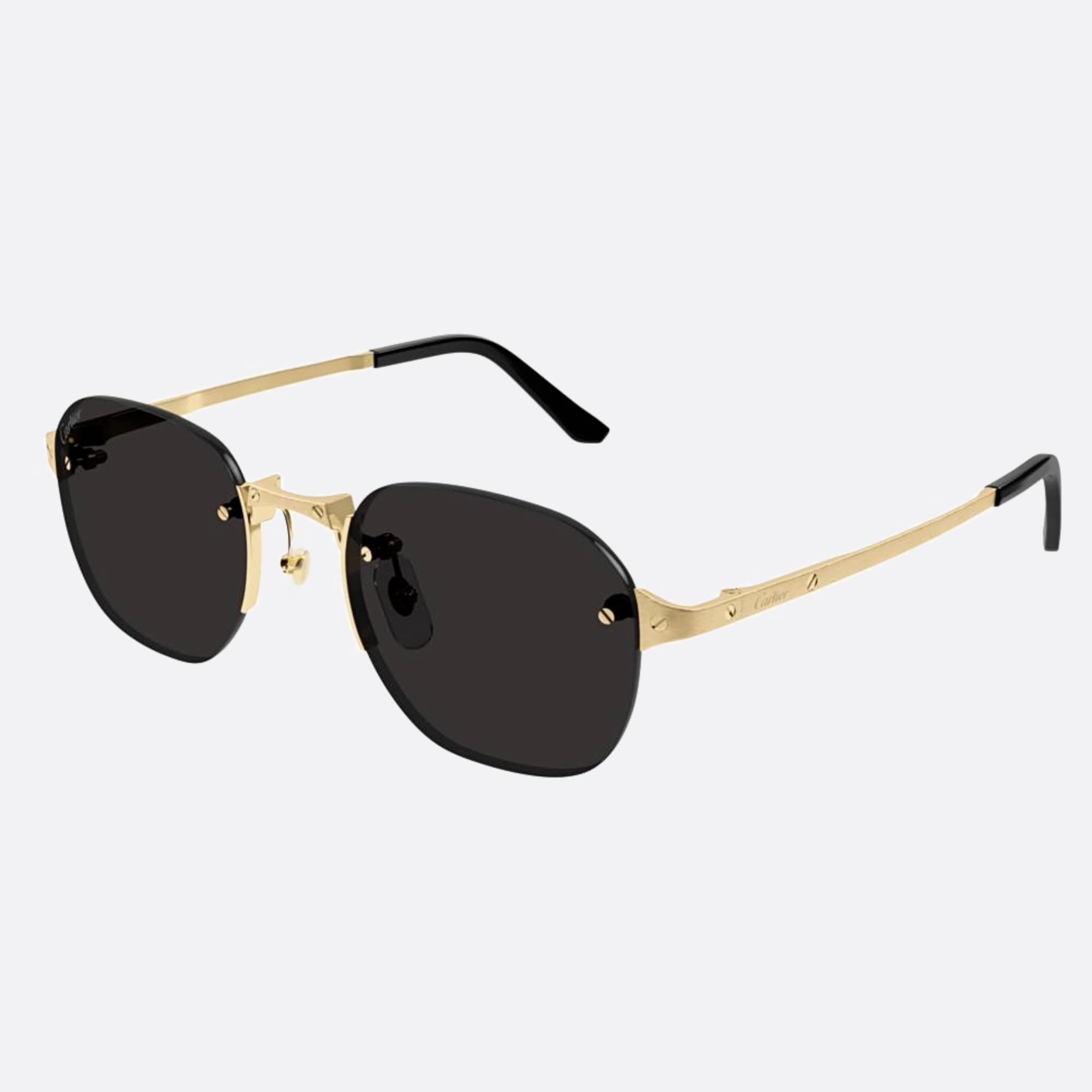Cartier 51mm Black Geometric Men Sunglasses - Side View