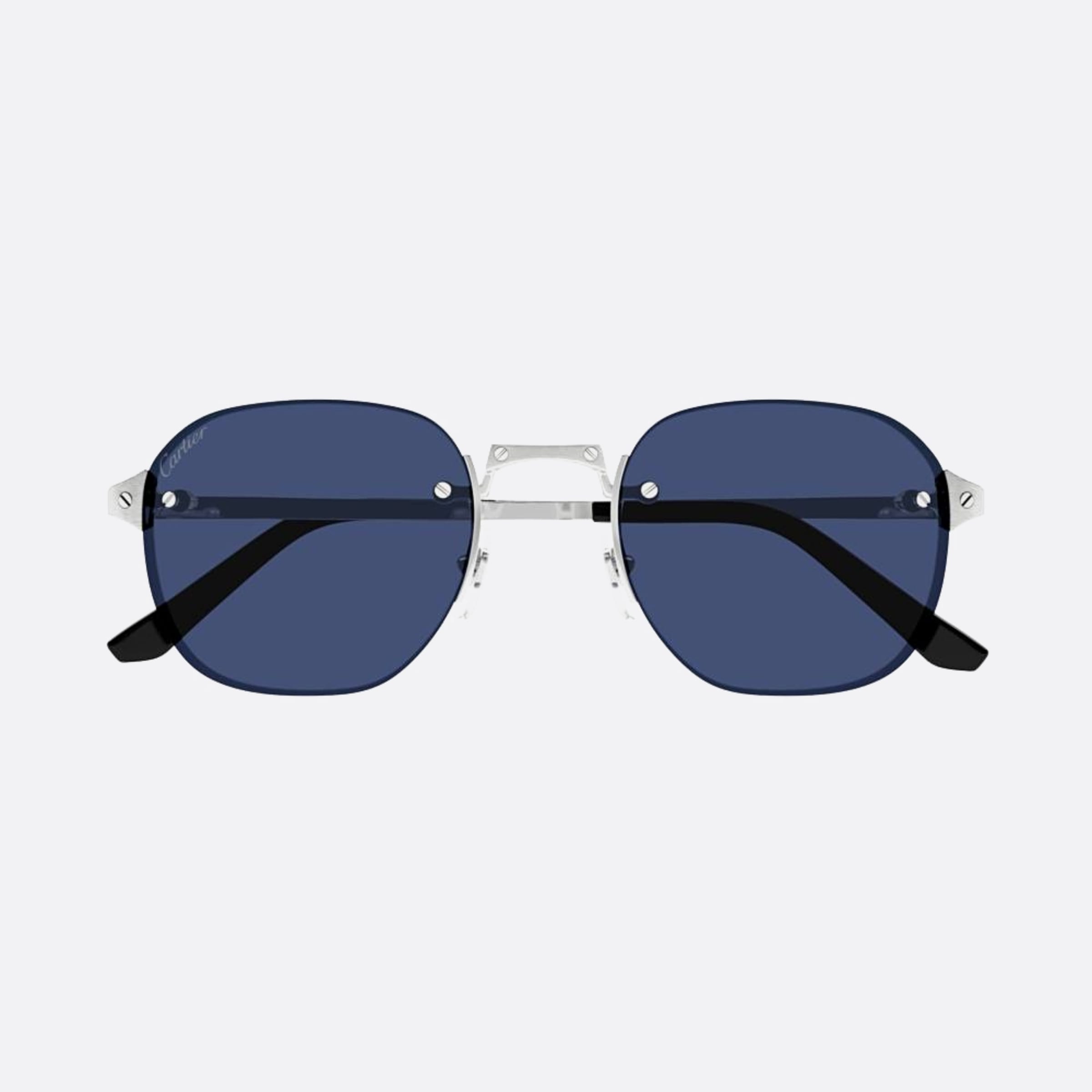 Cartier 51mm Silver Geometric Men Sunglasses - Main View