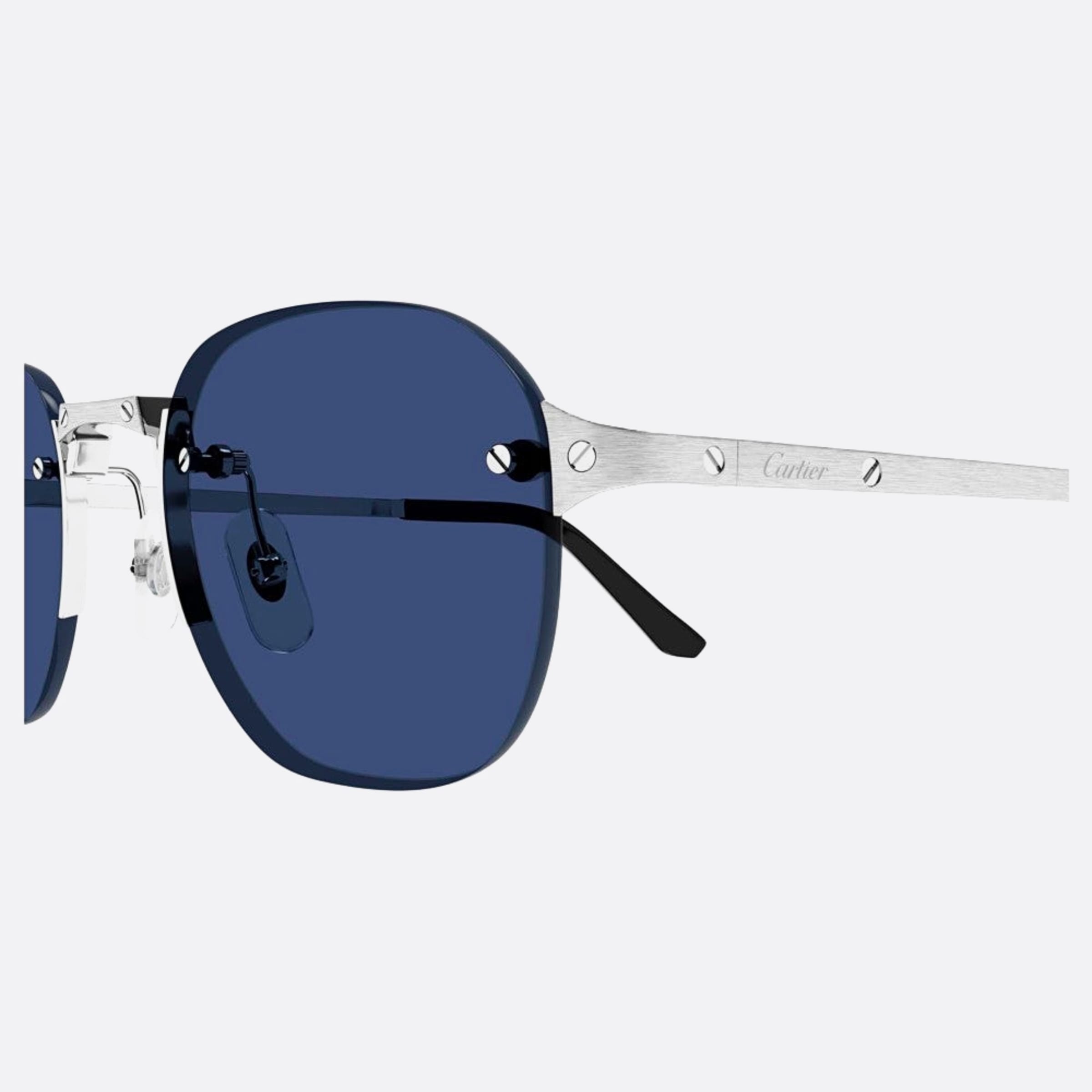 Cartier 53mm Silver Geometric Men Sunglasses - Detail View