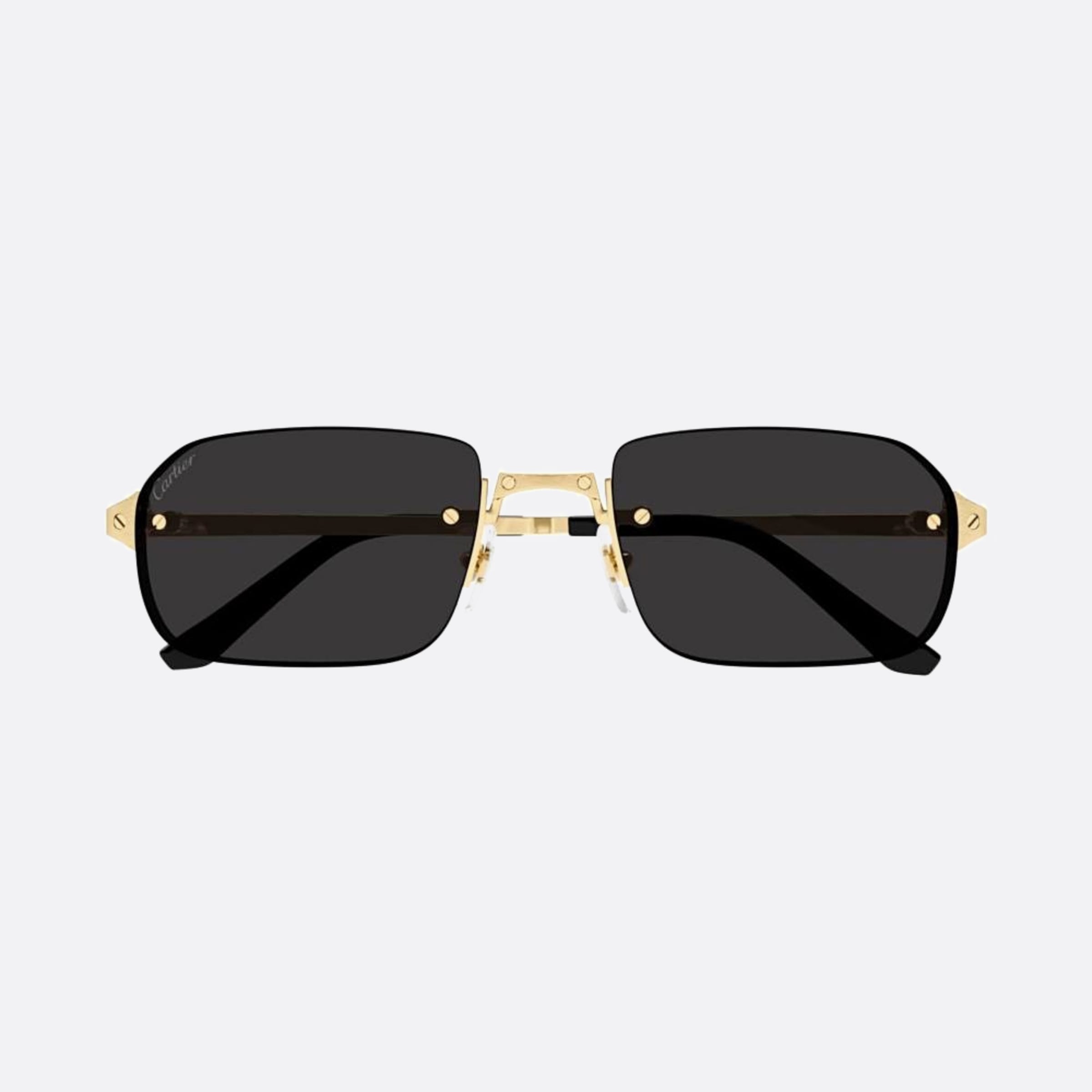 Cartier 56mm Gold Rectangle Men Sunglasses - Main View