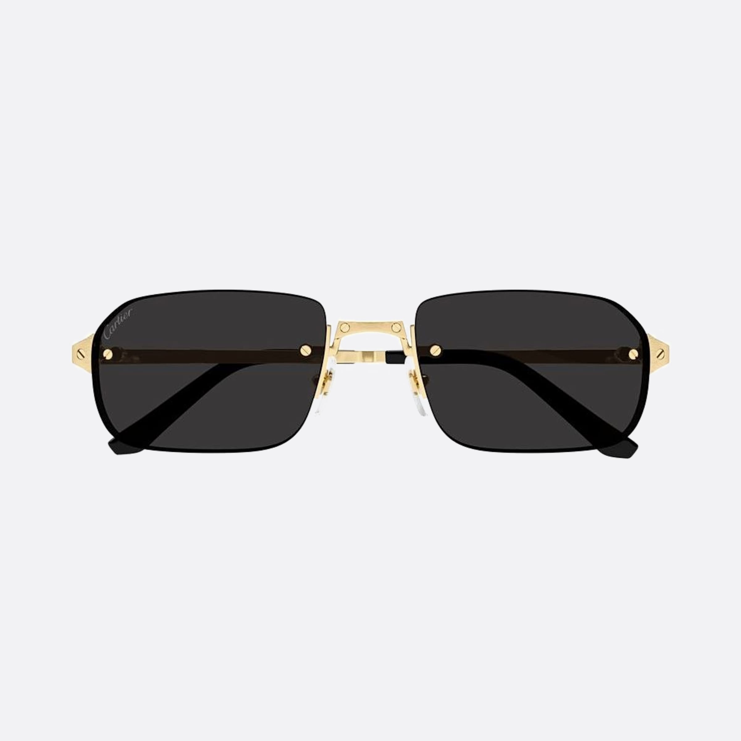 Cartier 56mm Gold Rectangle Men Sunglasses - Detail View