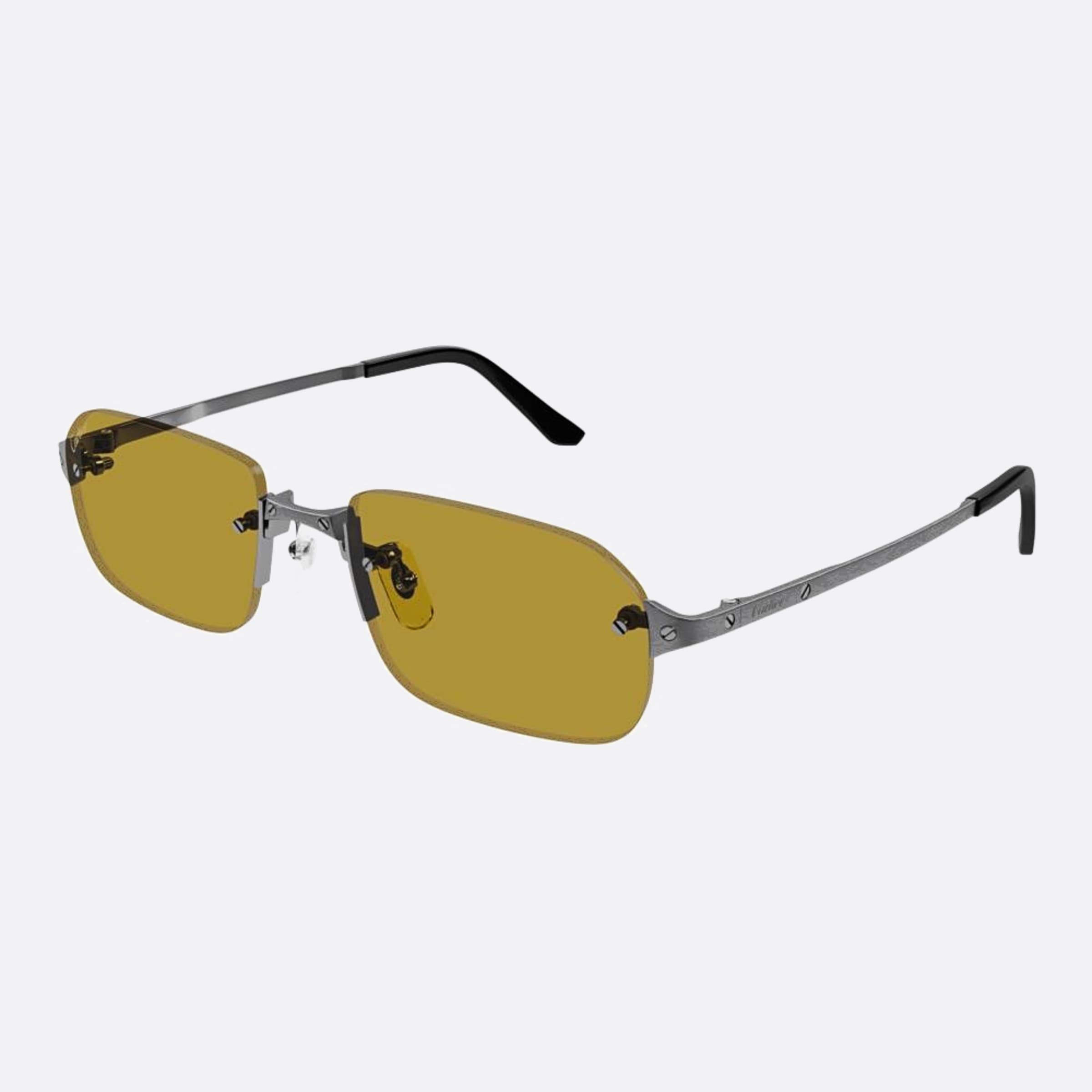 Cartier 56mm Guy Ruthenium Rectangle Men Sunglasses - Side View