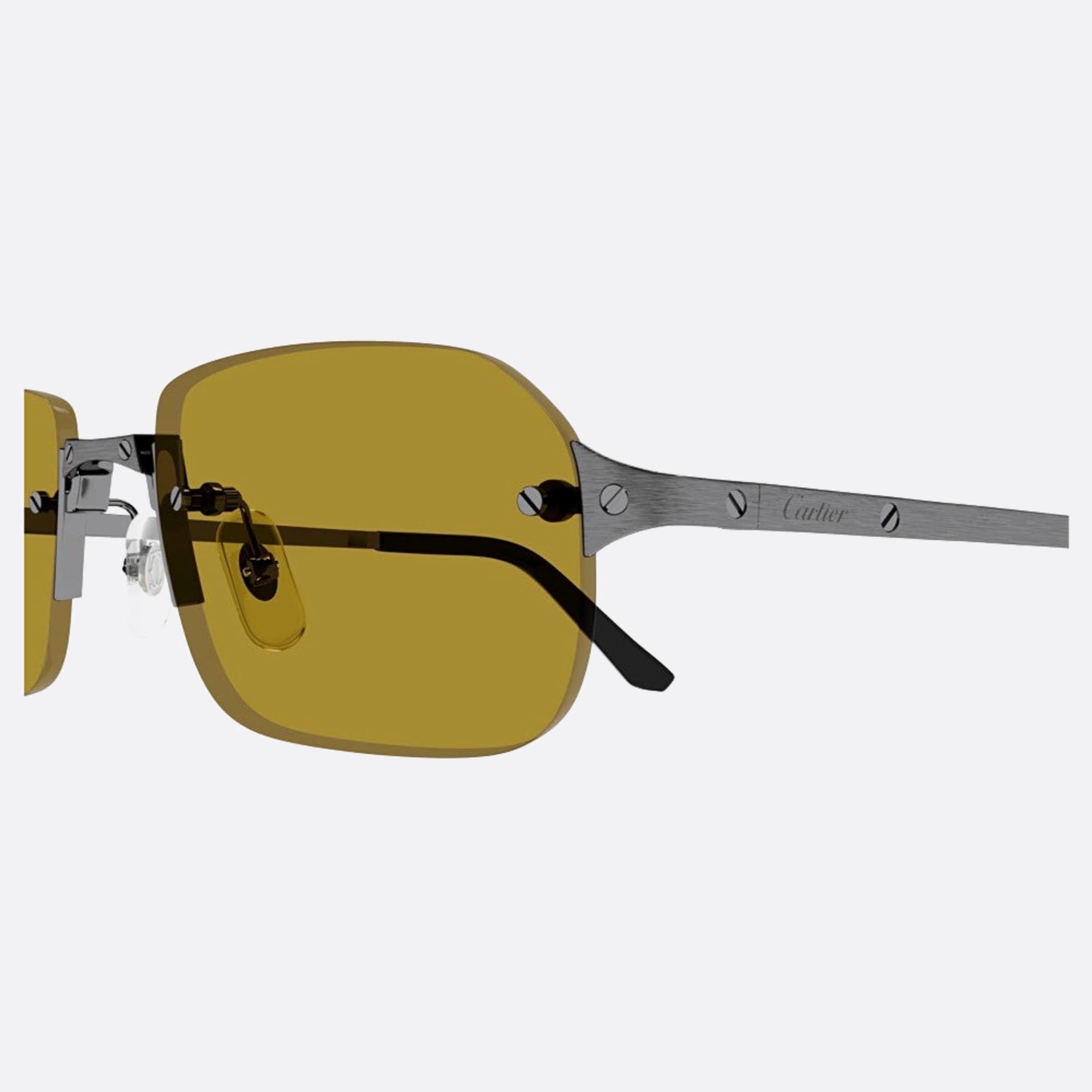 Cartier 56mm Guy Ruthenium Rectangle Men Sunglasses - Detail View
