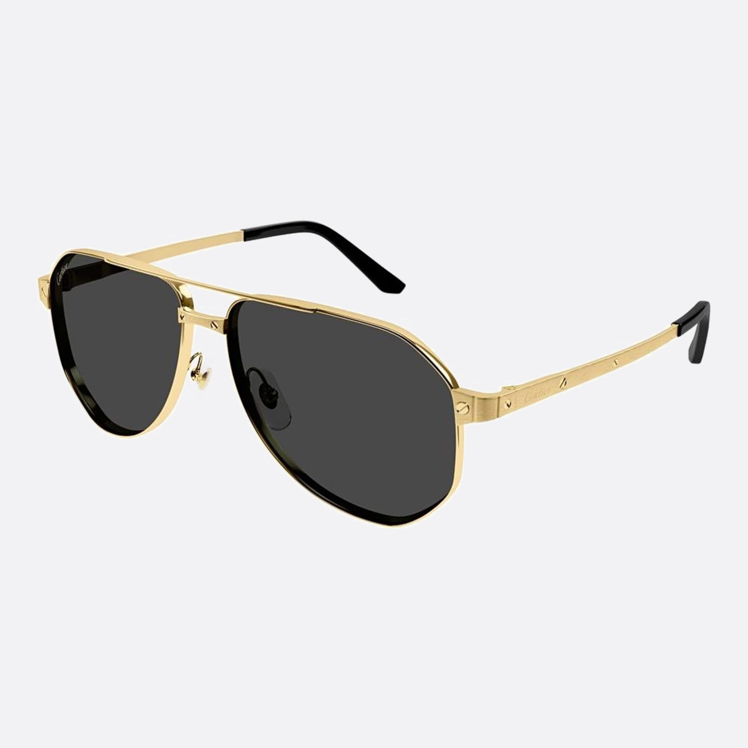Cartier 60mm Black Pilot Polarized Men Sunglasses - Side View