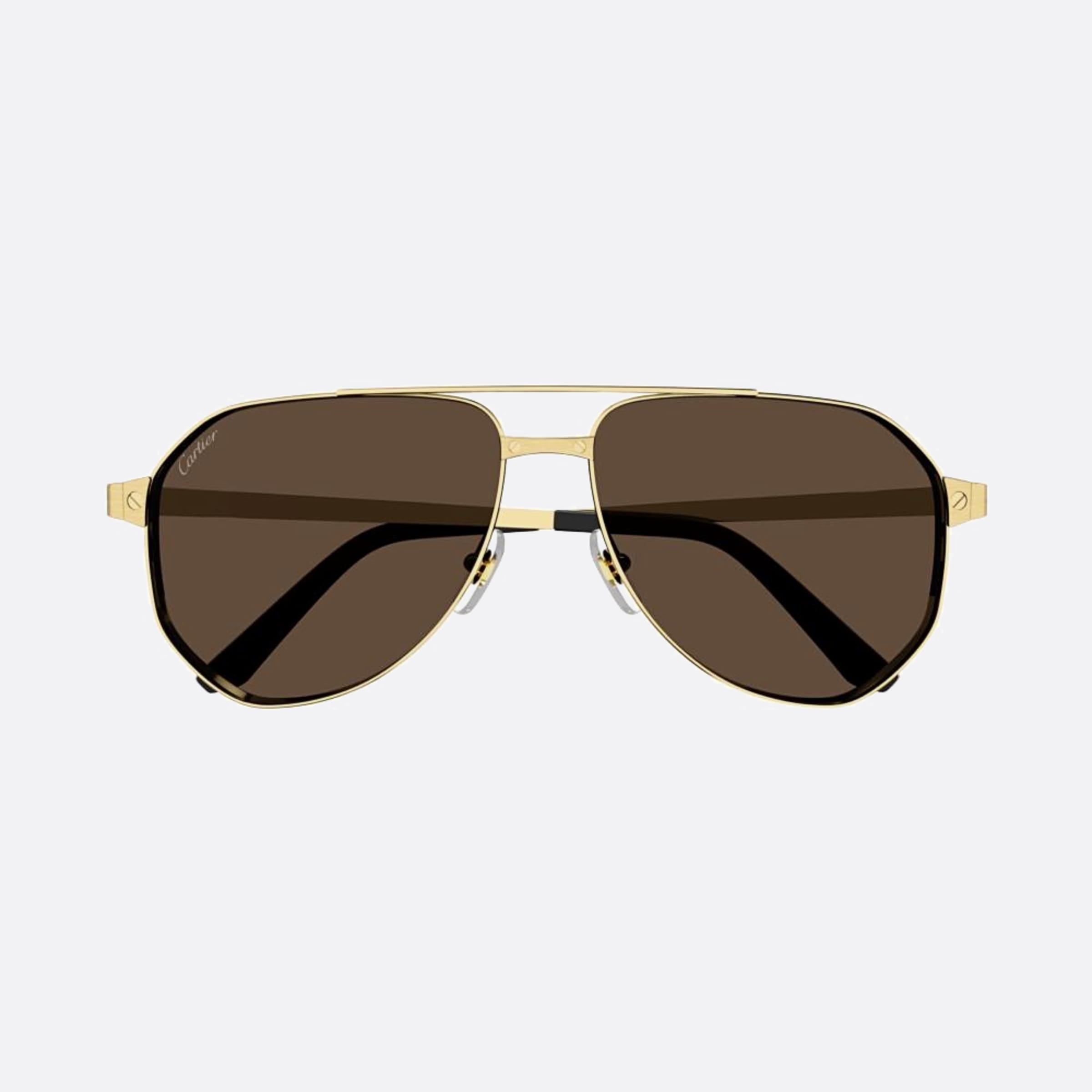 Cartier 60mm Gold Pilot Polarized Men Sunglasses - Main View