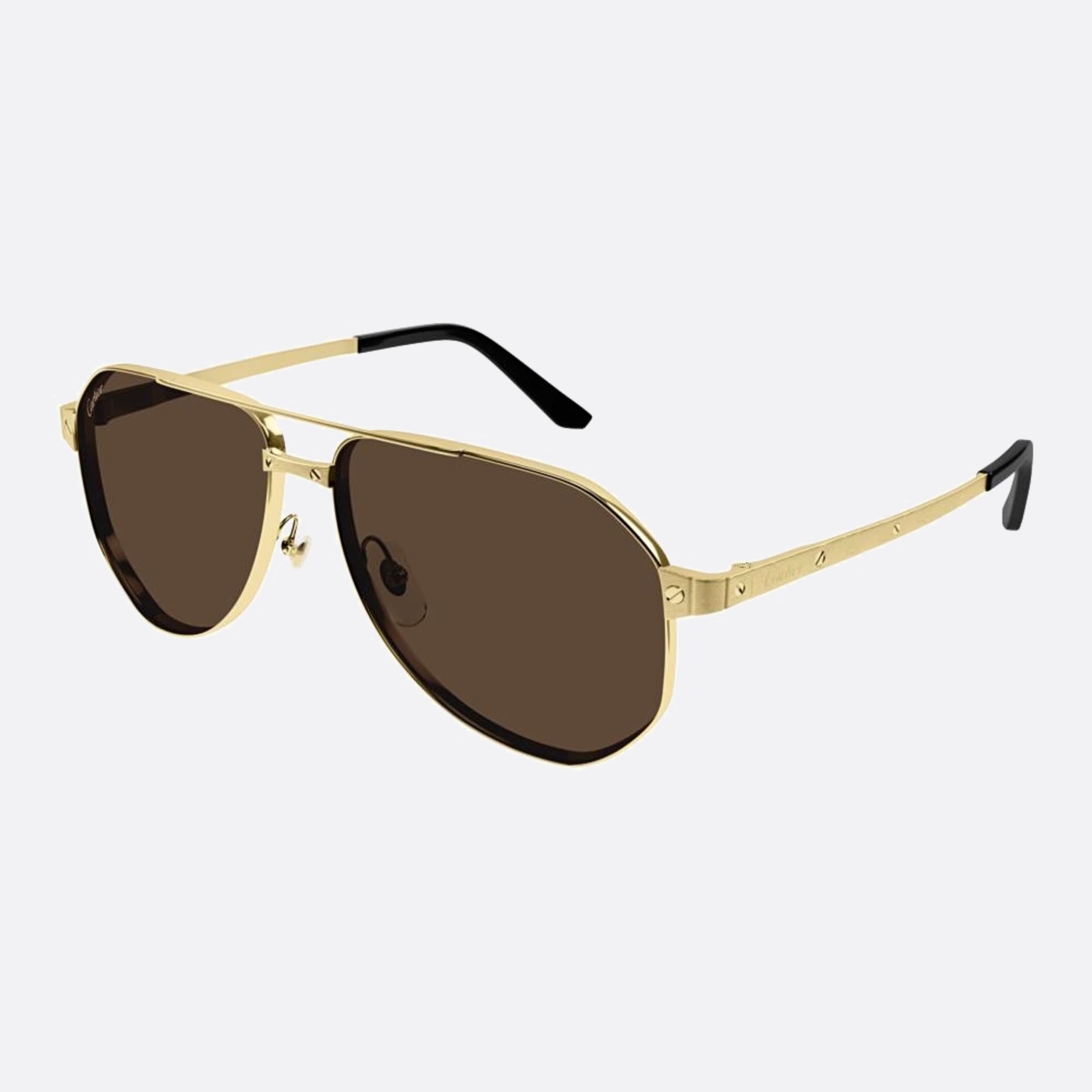 Cartier 60mm Gold Pilot Polarized Men Sunglasses - Side View