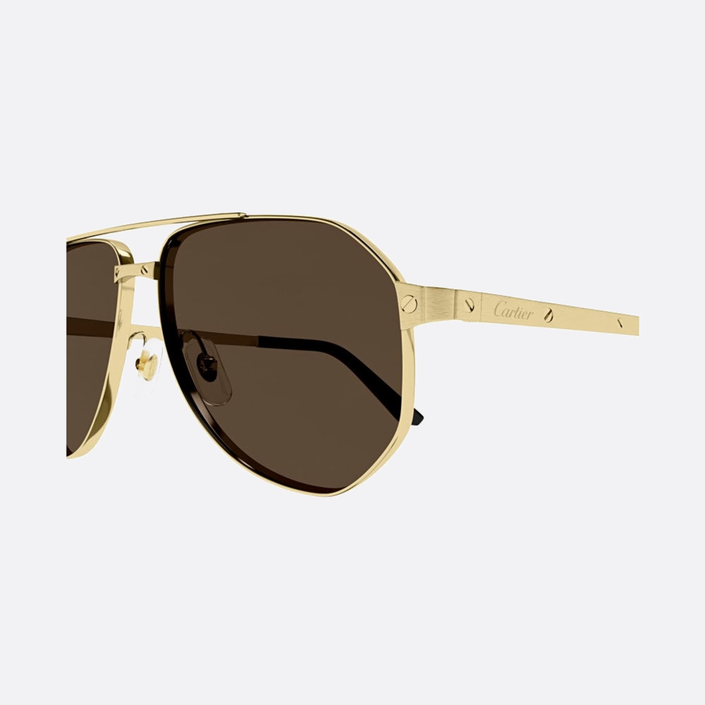 Cartier 60mm Gold Pilot Polarized Men Sunglasses - Detail View