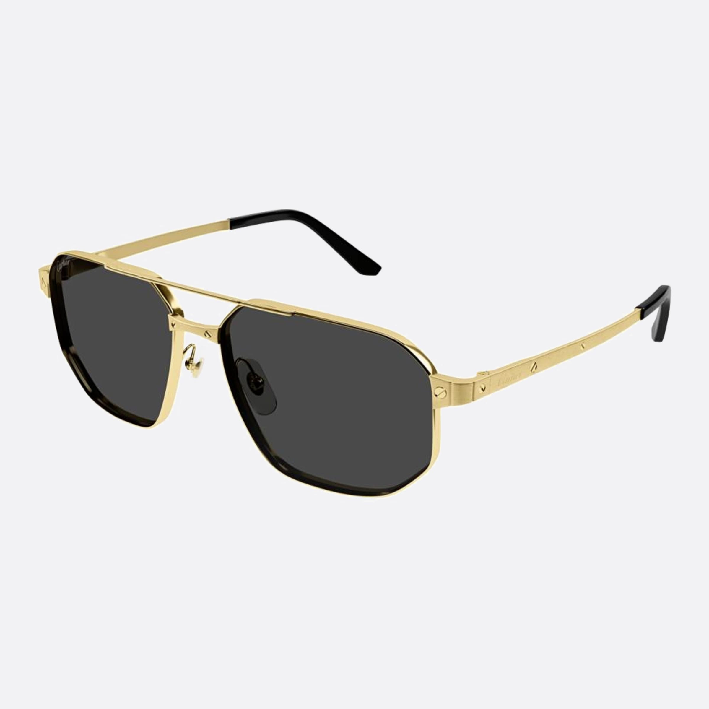 Cartier 60mm Gold Pilot Polarized Men Sunglasses - Side View