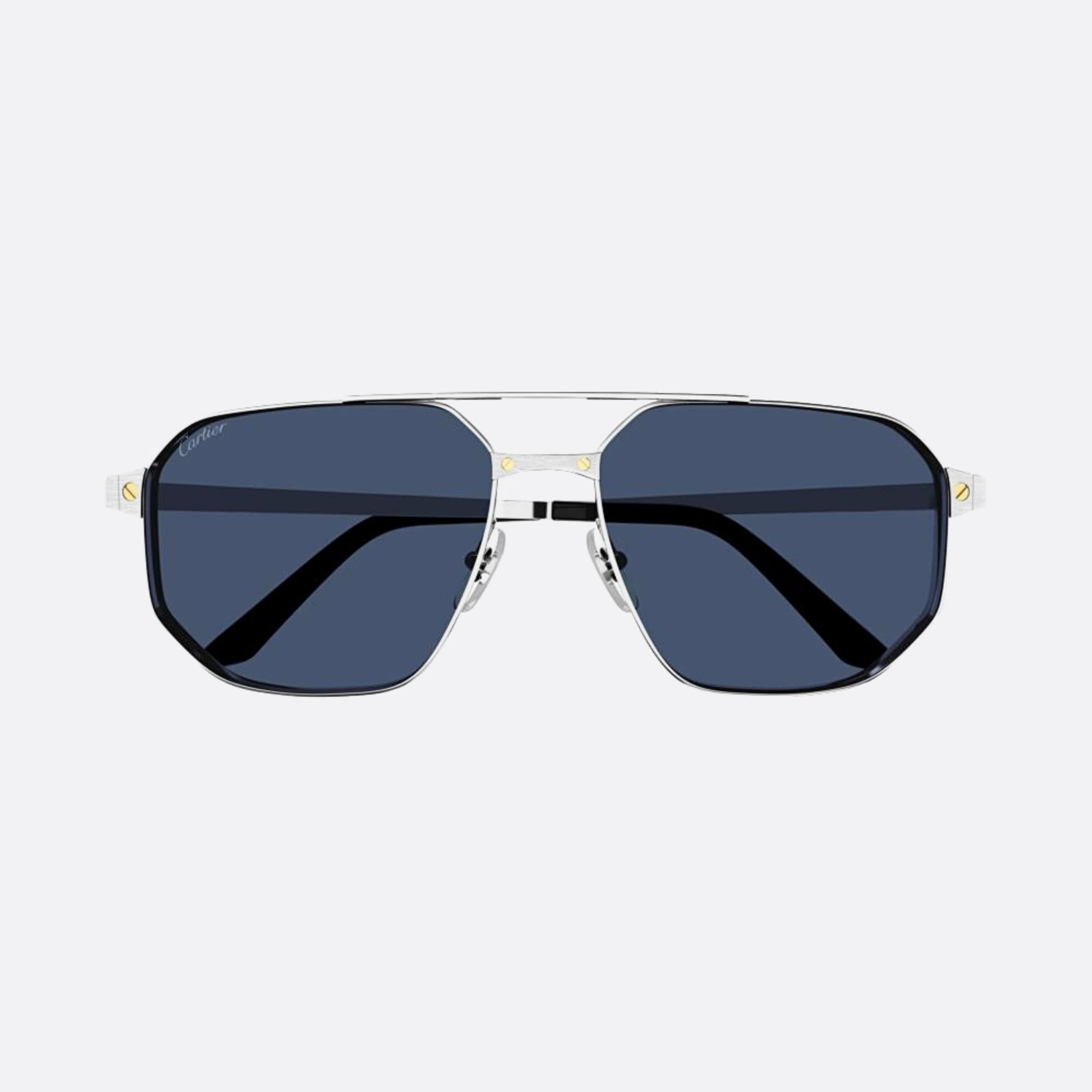 Cartier 60mm Sbl Silver Pilot Polarized Men Sunglasses - Main View