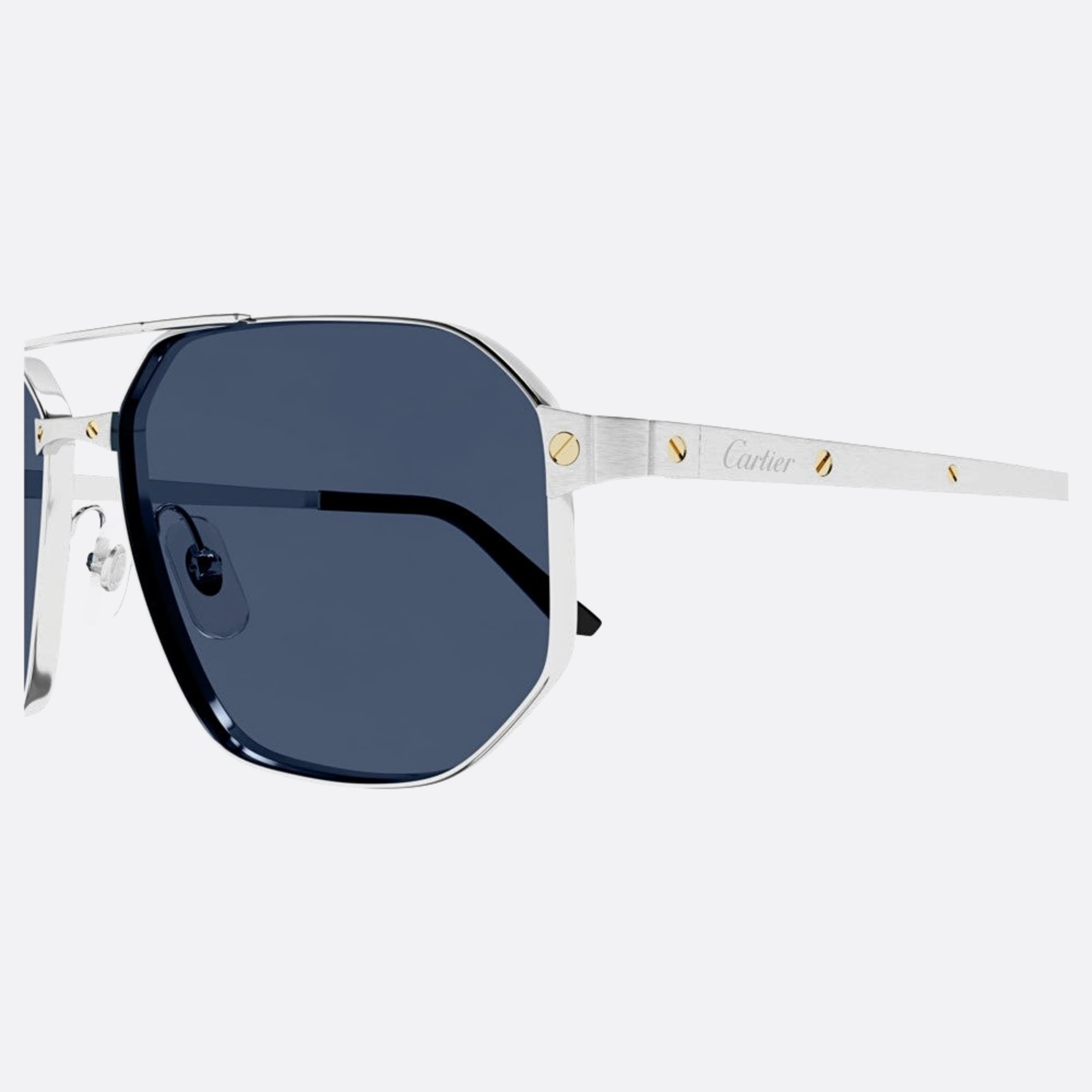 Cartier 60mm Sbl Silver Pilot Polarized Men Sunglasses - Detail View