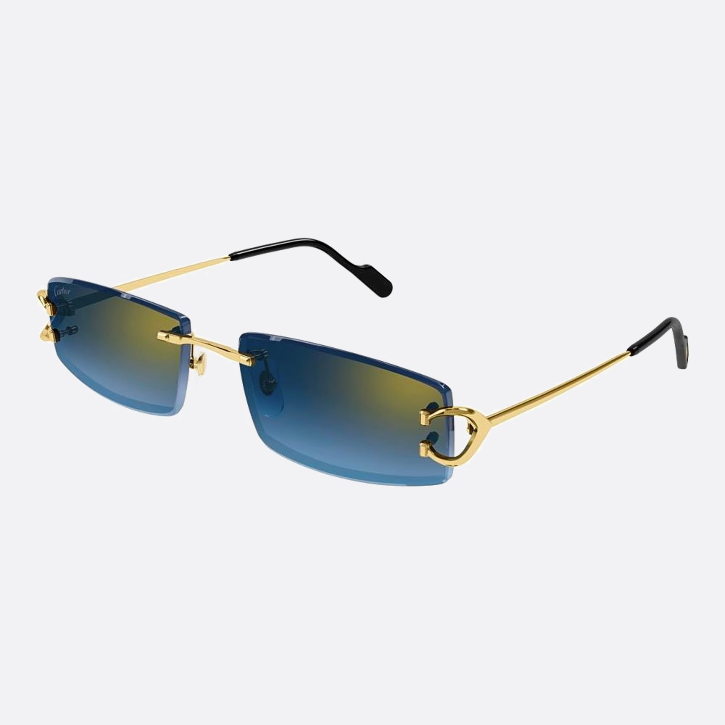 Cartier 56mm Gold Squared Men Sunglasses - Side View