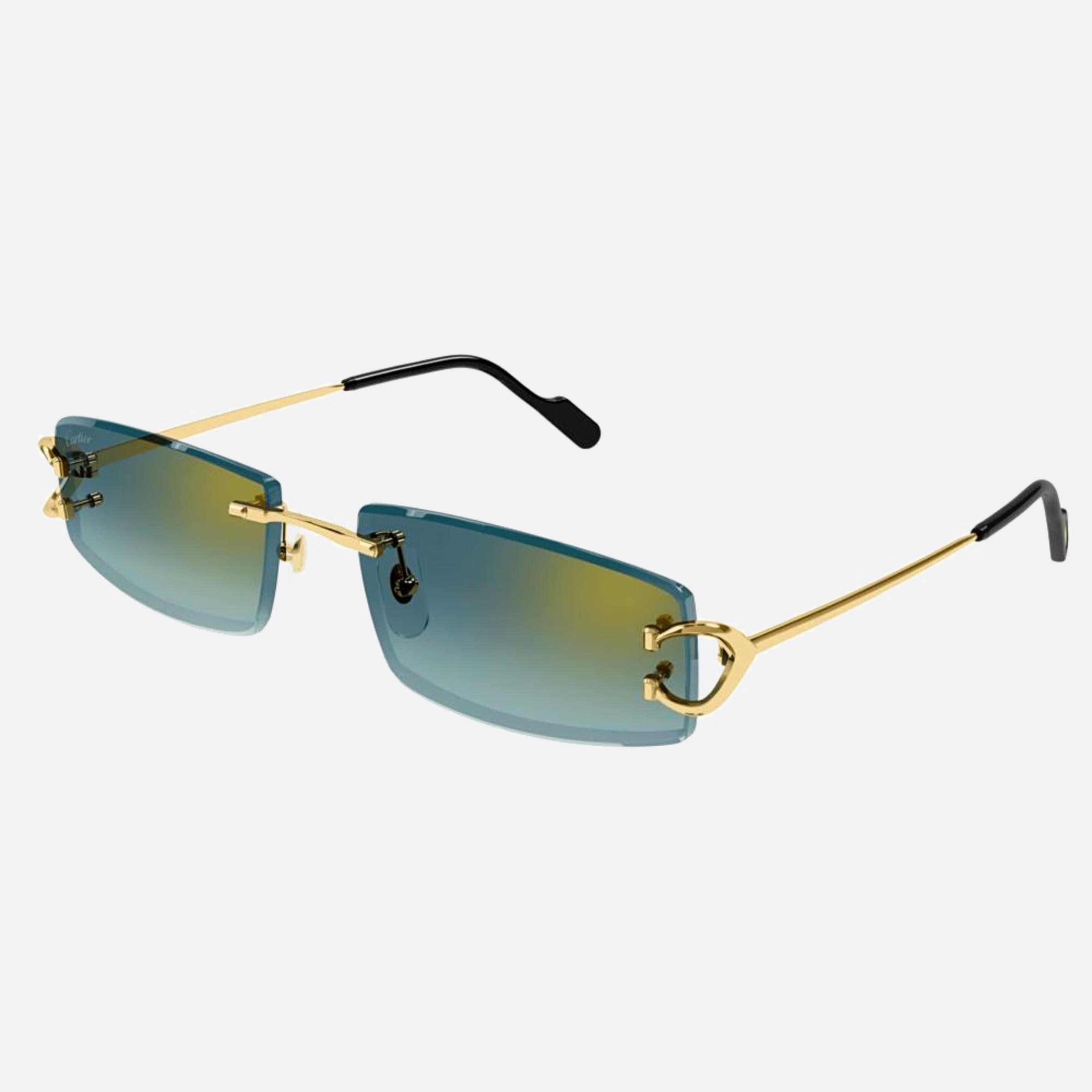 Cartier 56mm Gold Squared Men Sunglasses - Side View