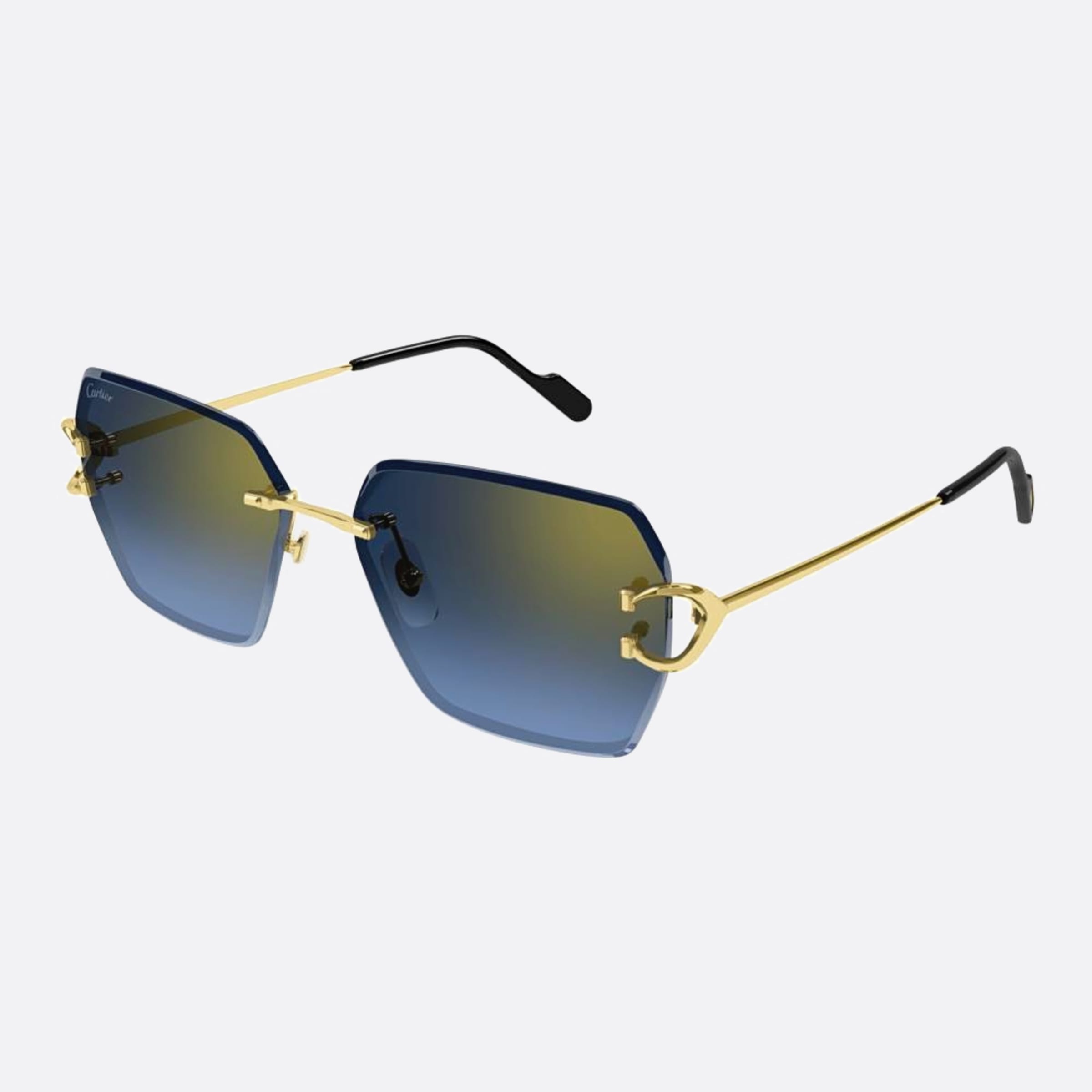 Cartier 58mm Gbb Gold Oversize Women Sunglasses - Side View