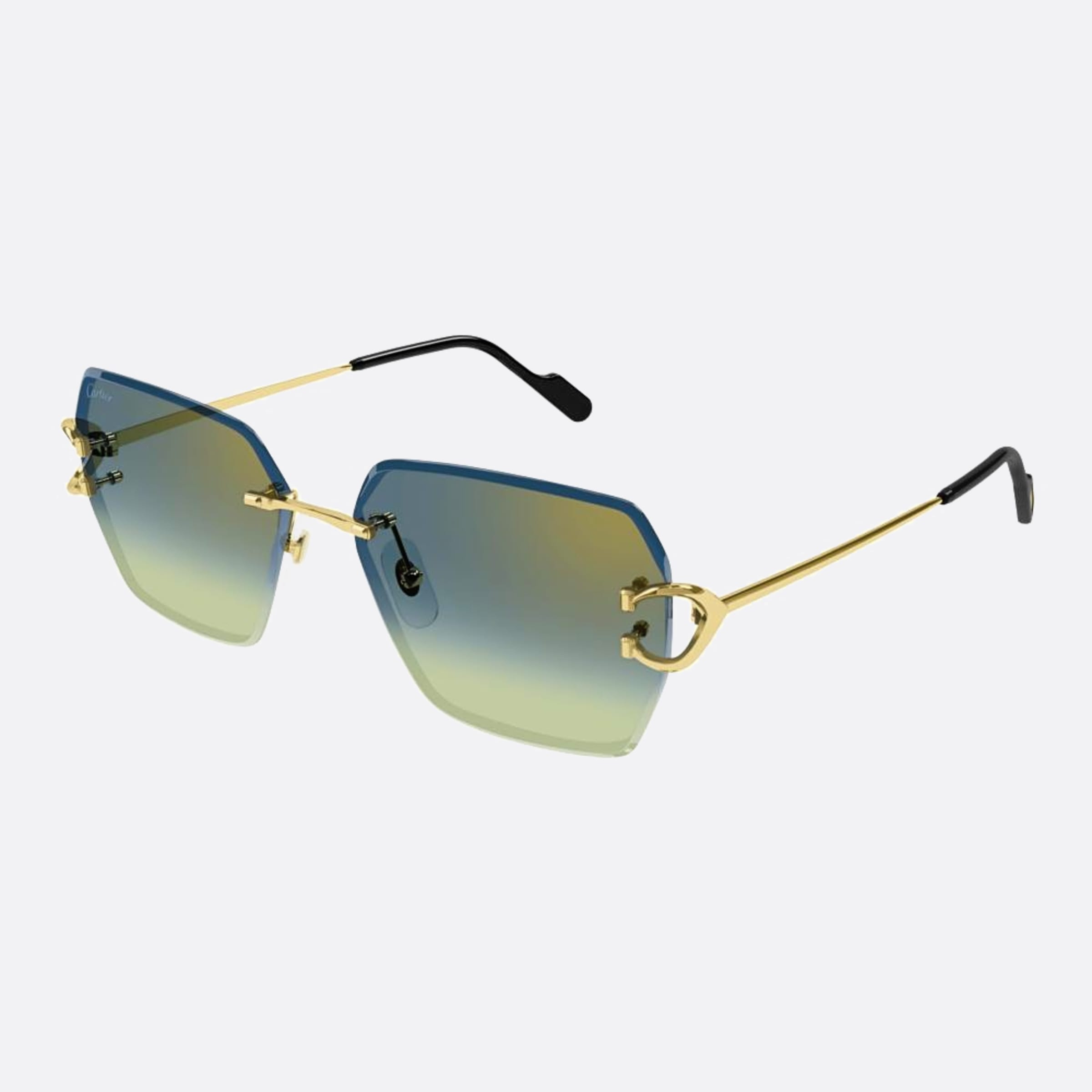 Cartier 58mm Cfv Gold Oversize Women Sunglasses - Side View
