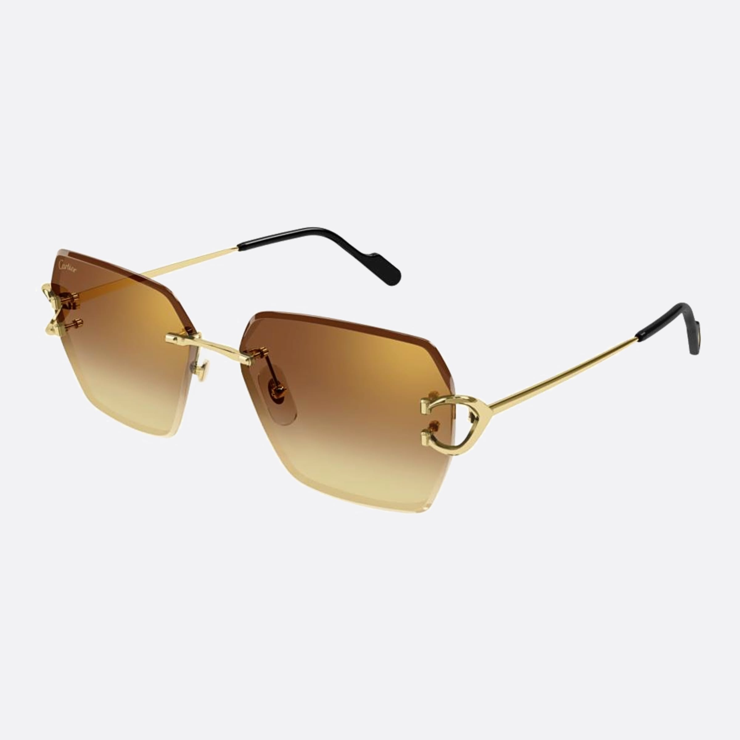 Cartier 58mm Der Gold Oversize Women Sunglasses - Side View