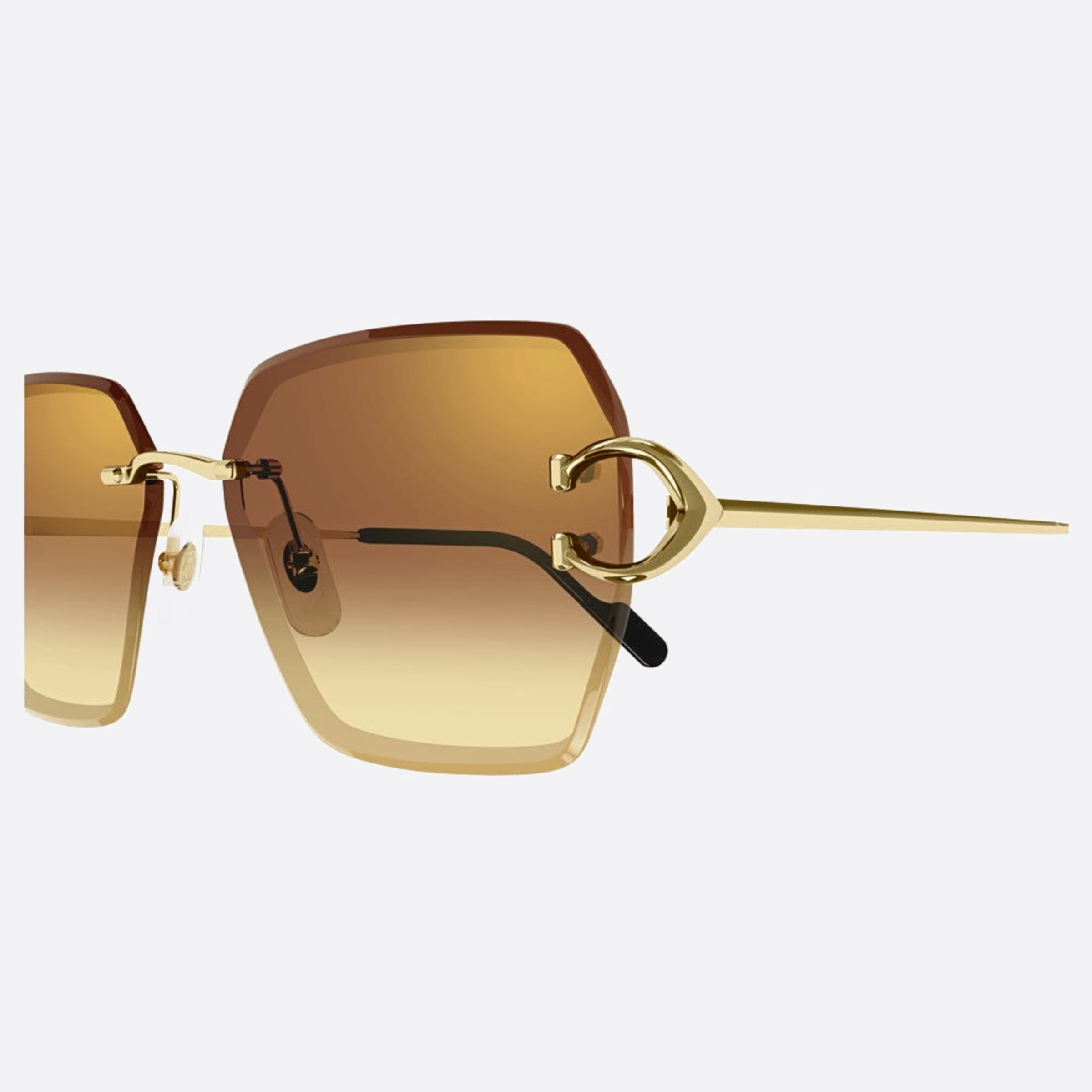 Cartier 58mm Der Gold Oversize Women Sunglasses - Detail View