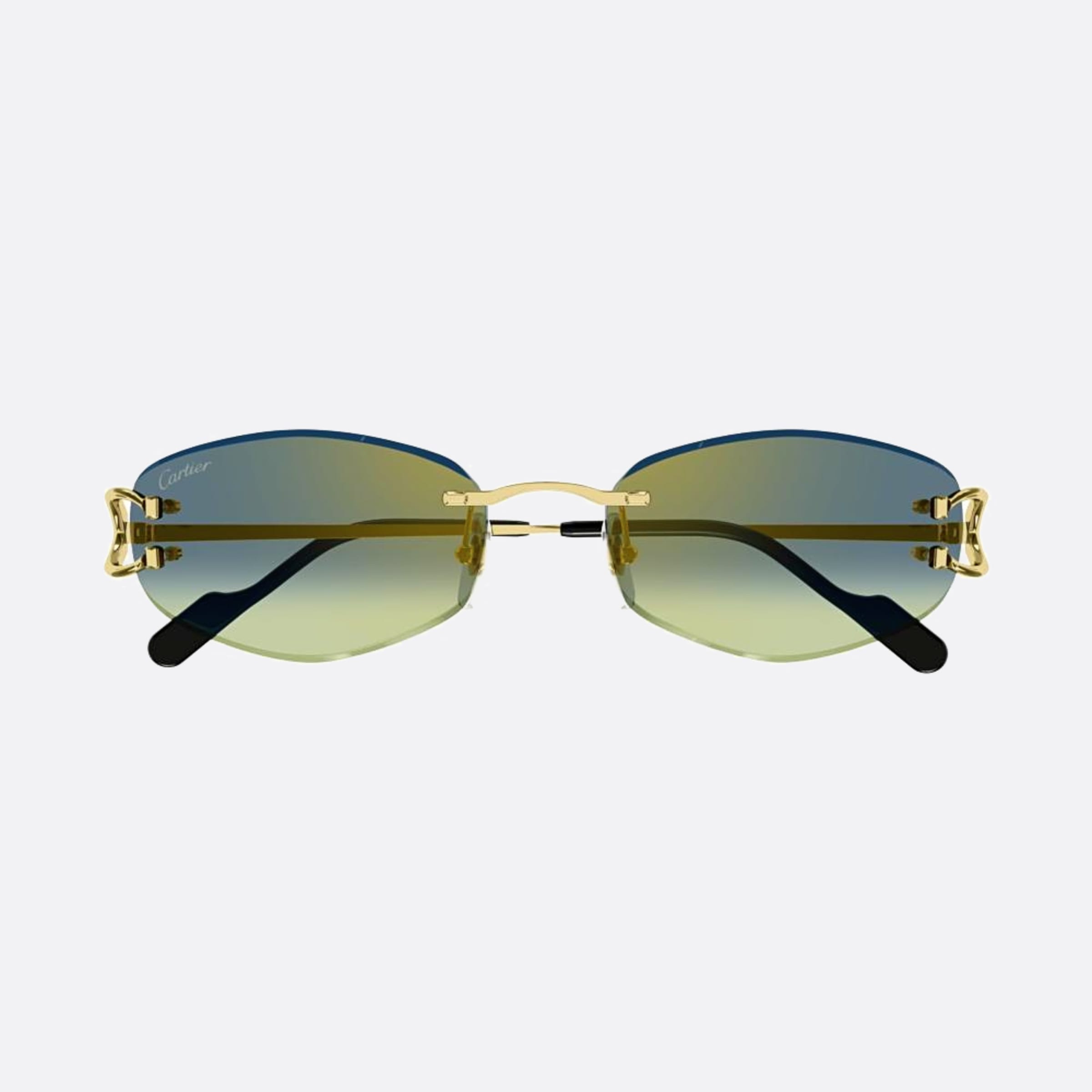 Cartier 57mm Cfv Gold Rectangle Women Sunglasses - Main View