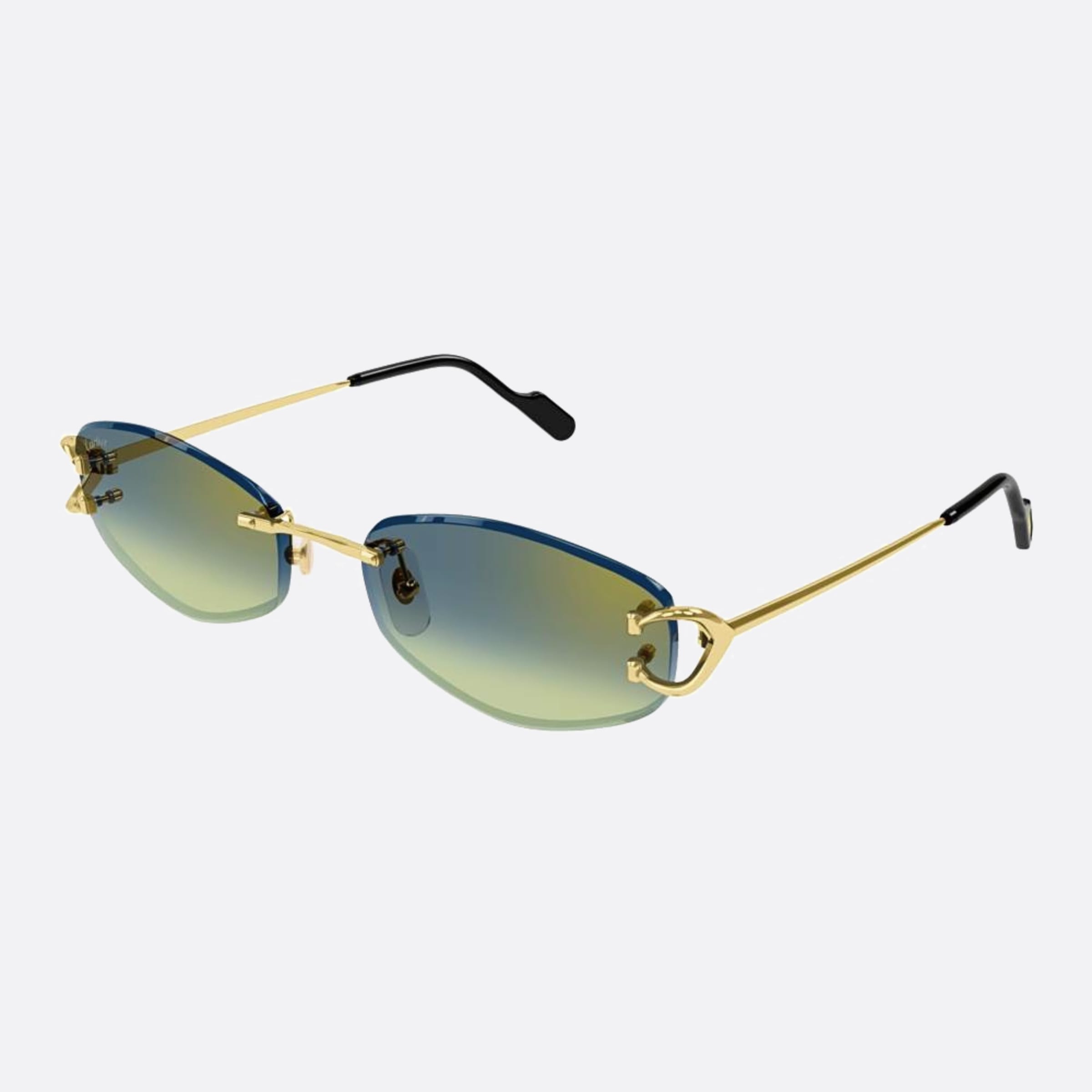 Cartier 57mm Cfv Gold Rectangle Women Sunglasses - Side View