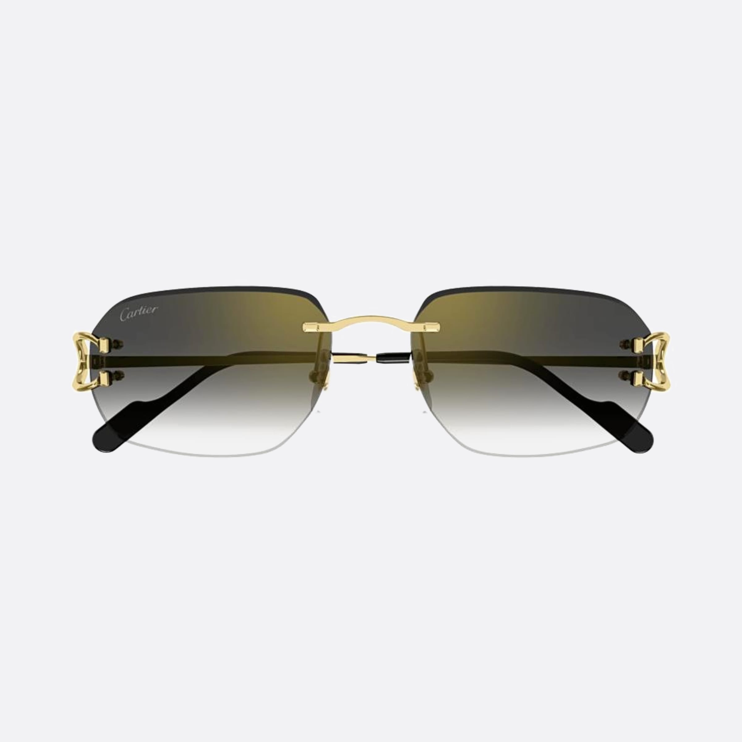 Cartier 58mm Gold Rectangle Men Sunglasses - Main View