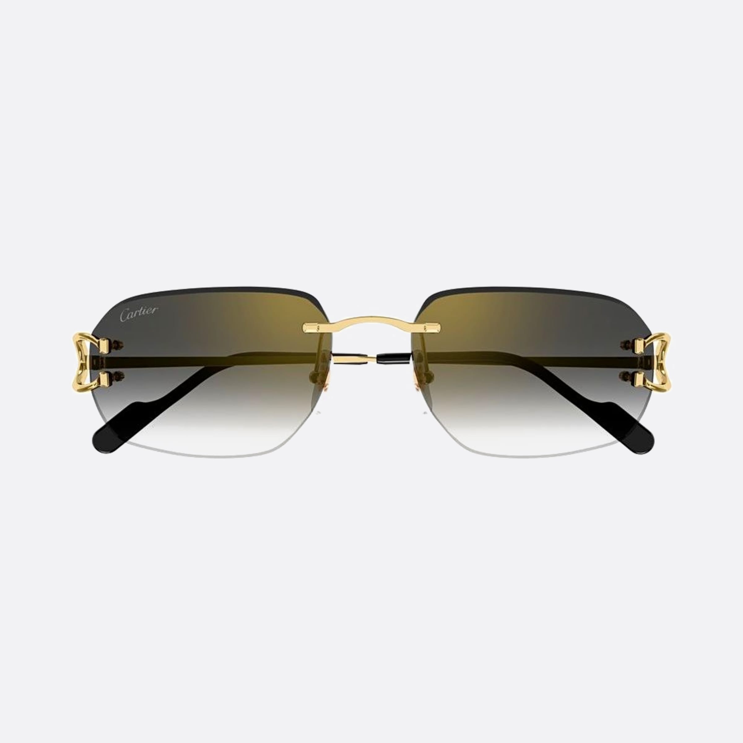 Cartier 58mm Gold Rectangle Men Sunglasses - Detail View