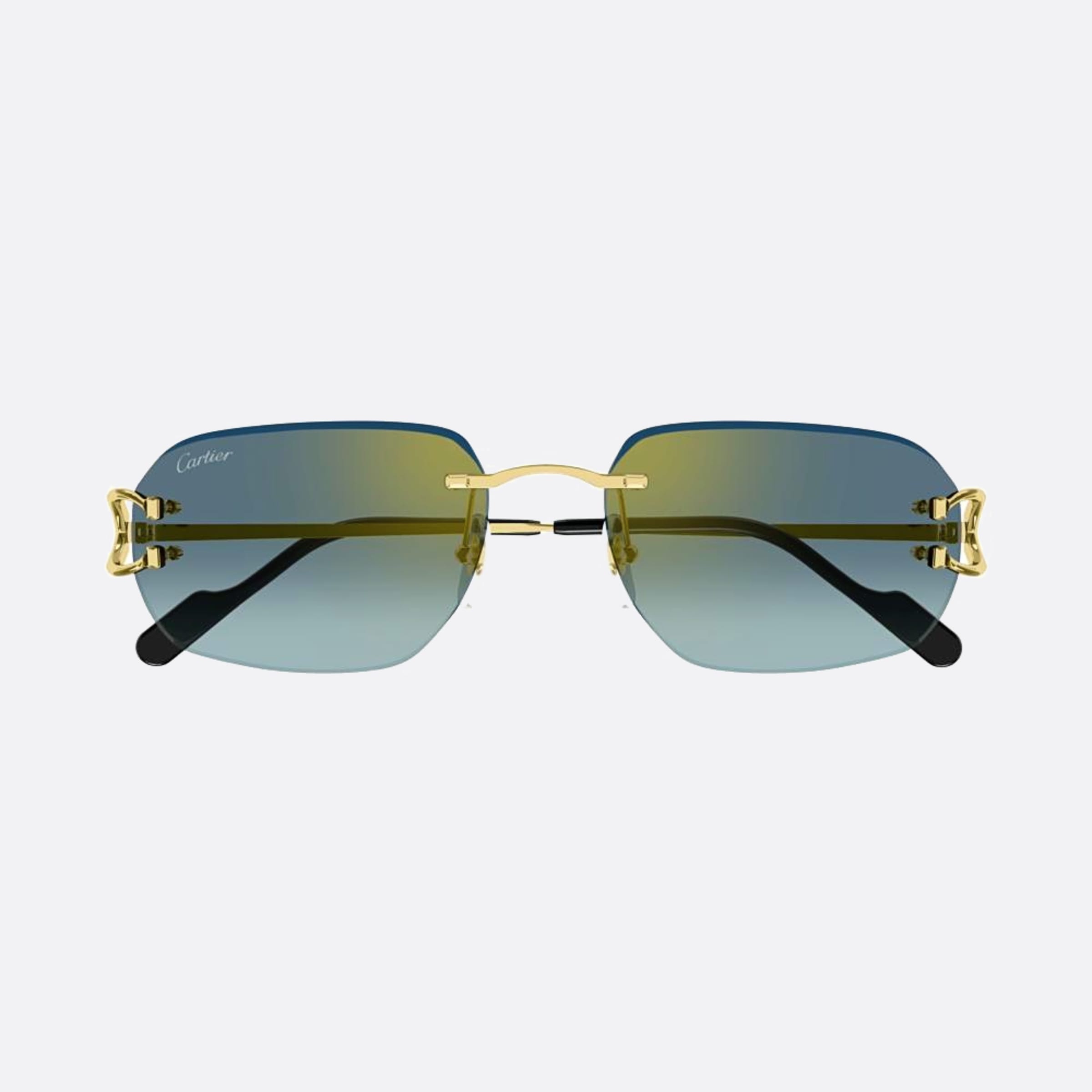 Cartier 58mm Gold Rectangle Men Sunglasses - Main View