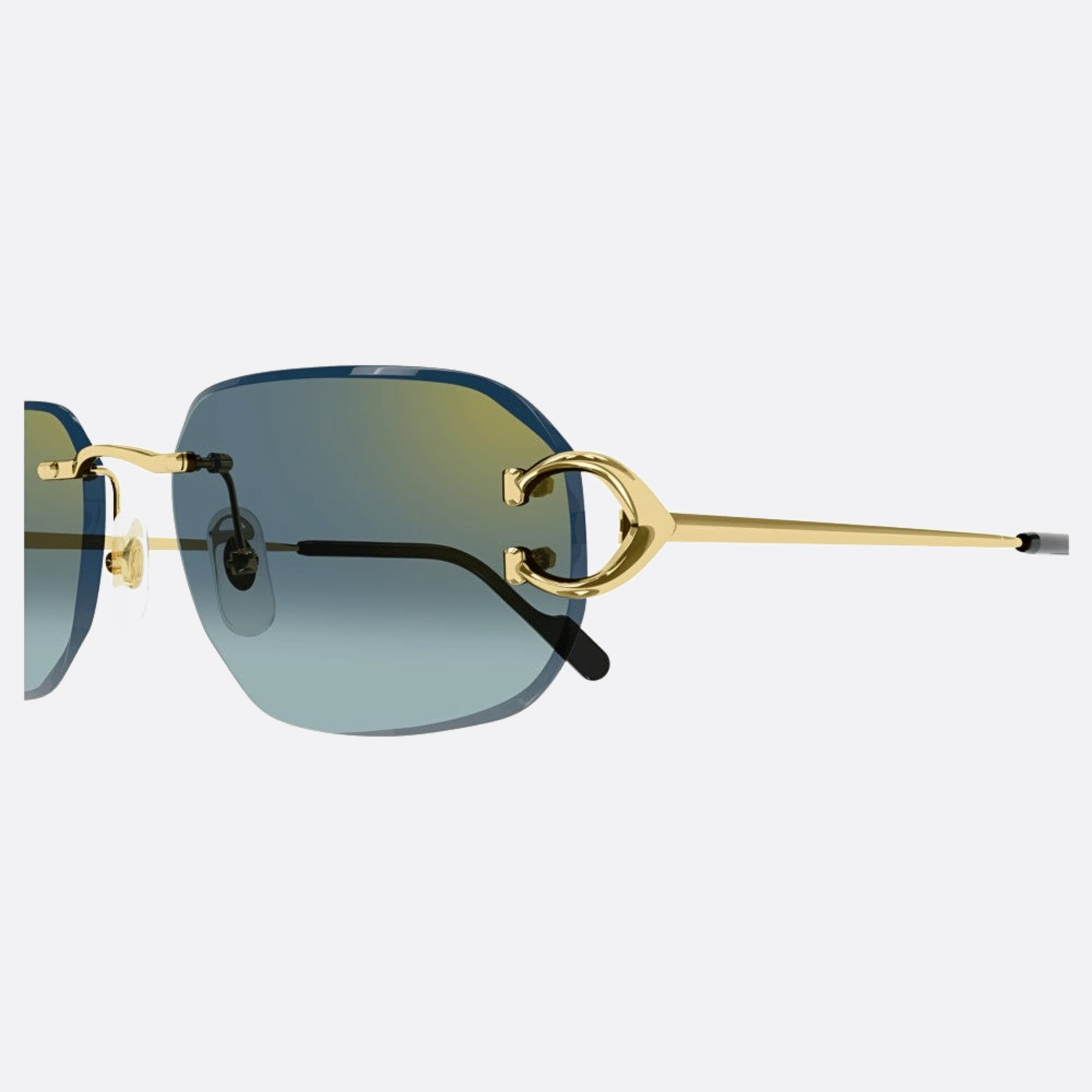 Cartier 58mm Gold Rectangle Men Sunglasses - Detail View