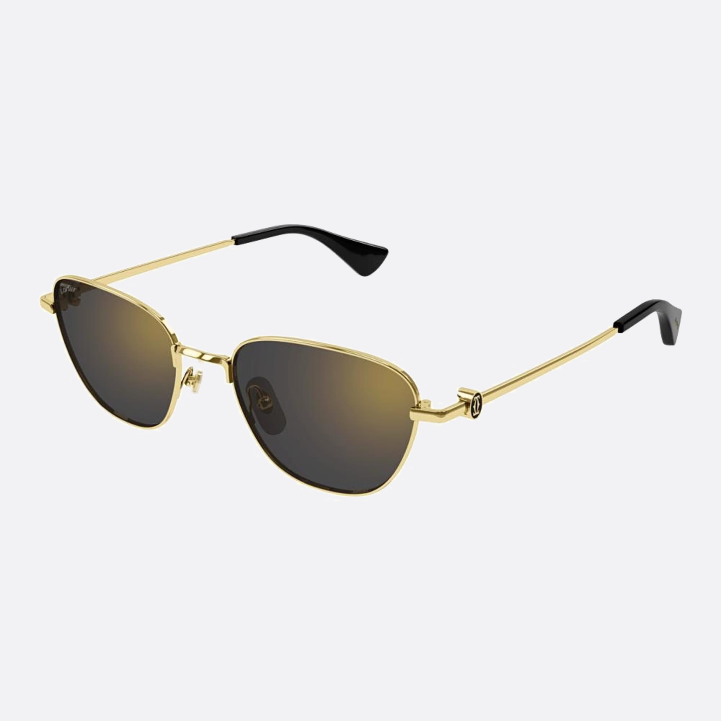 Cartier 53mm Gold Cat Eye Women Sunglasses - Side View