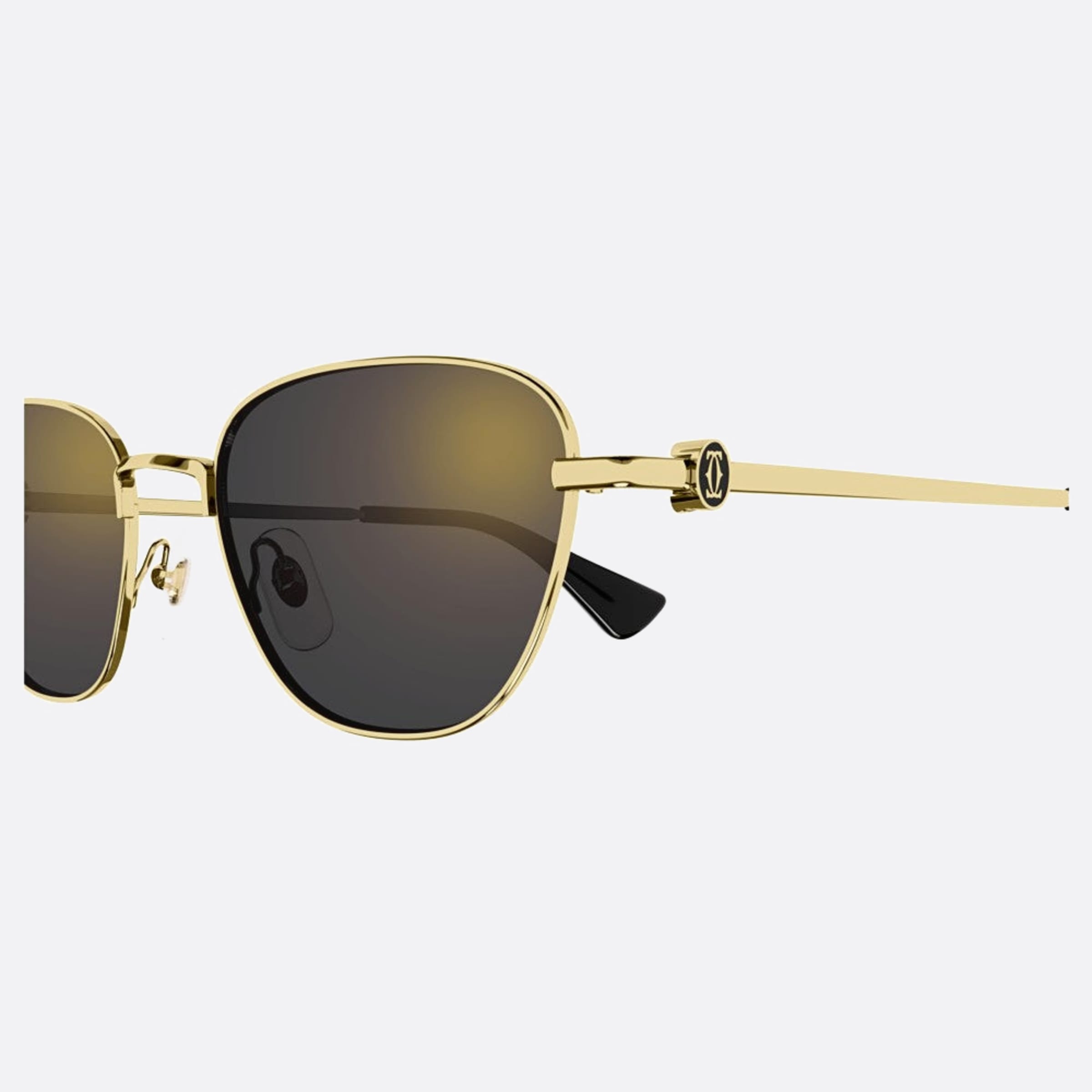 Cartier 53mm Gold Cat Eye Women Sunglasses - Detail View