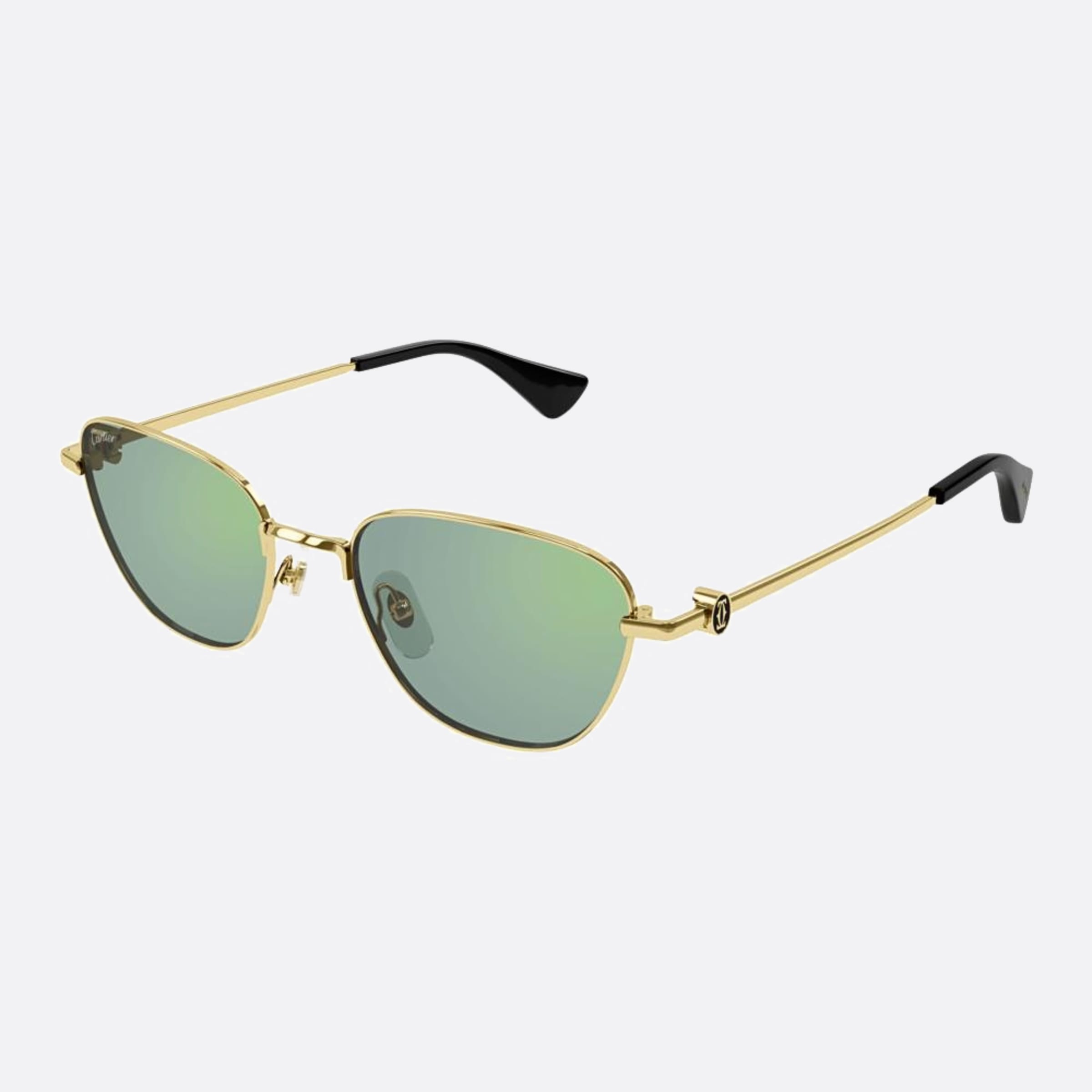 Cartier 53mm Cfv Gold Cat Eye Women Sunglasses - Side View