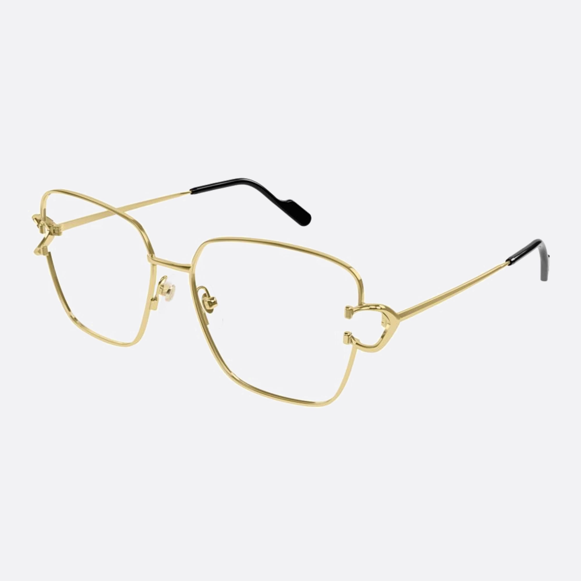 Cartier 58mm Gold Cat Eye Women Eyeglasses - Side View