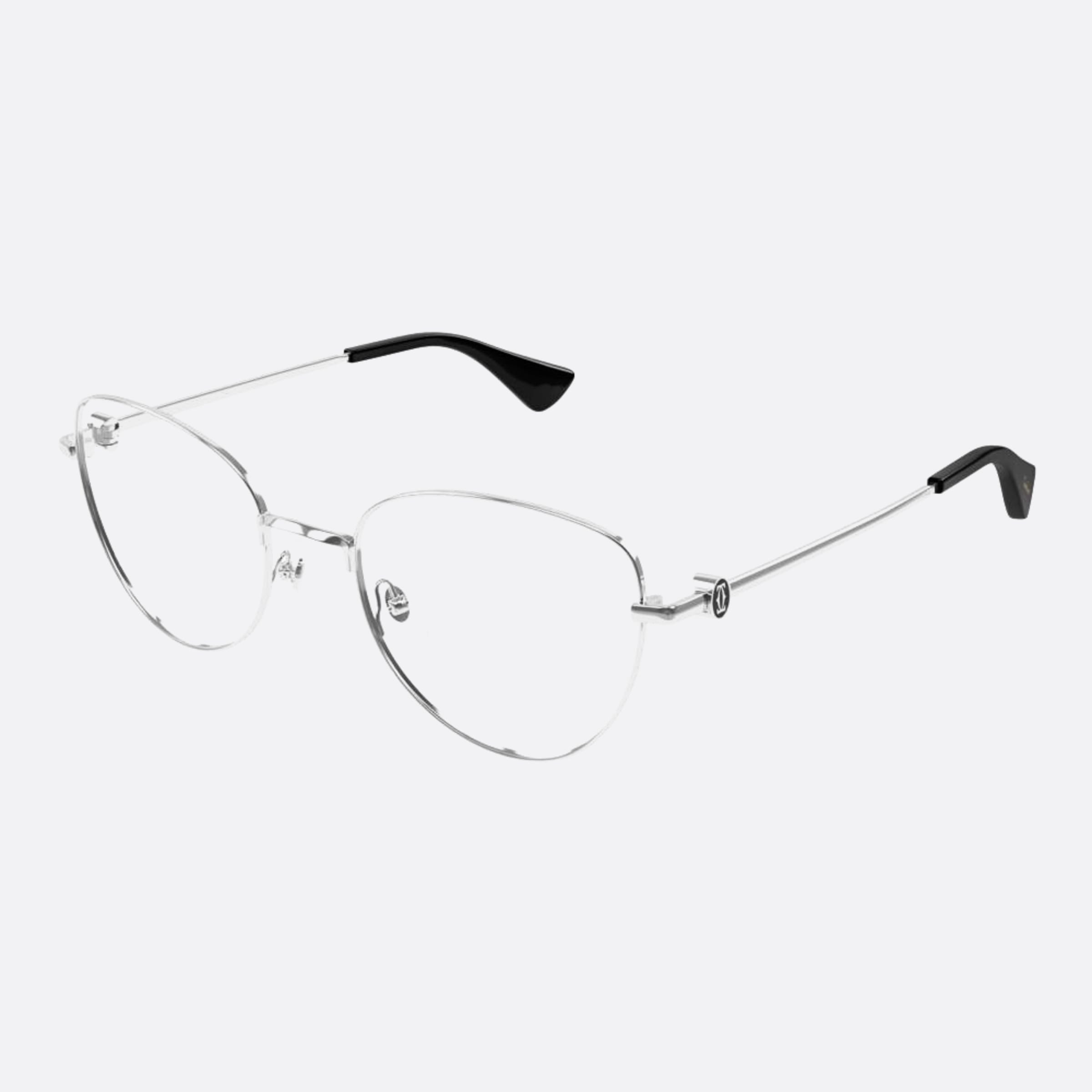 Cartier 55mm Sibk Silver Cat Eye Women Eyeglasses - Side View