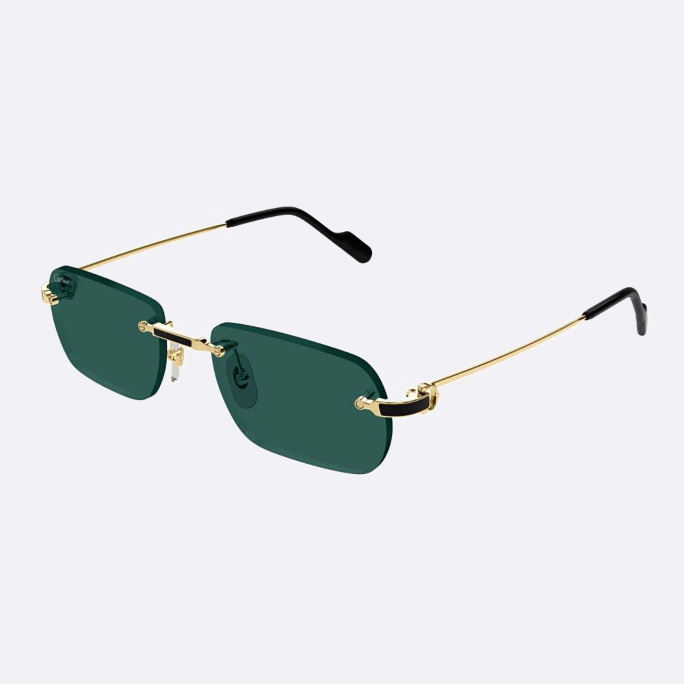Cartier 55mm Gdgn Gold Rectangle Men Sunglasses - Side View