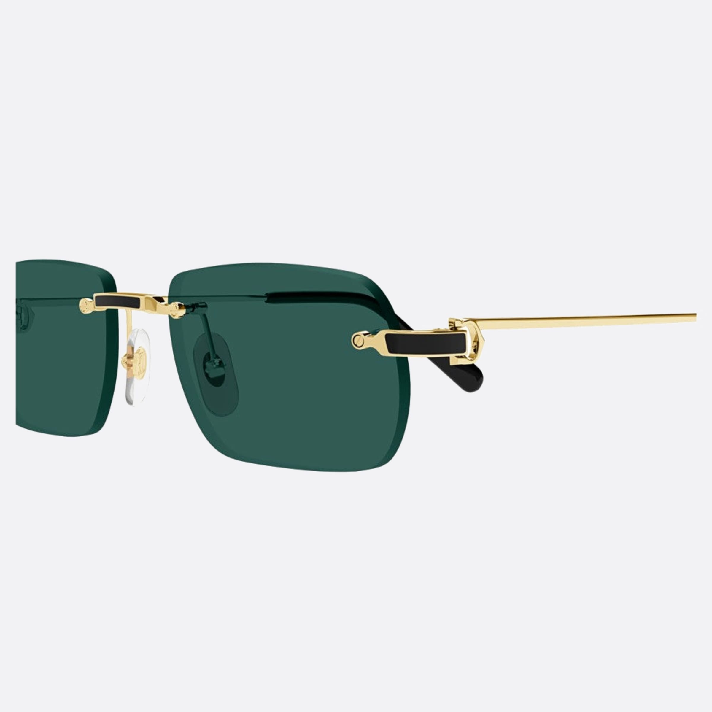 Cartier 55mm Gdgn Gold Rectangle Men Sunglasses - Detail View