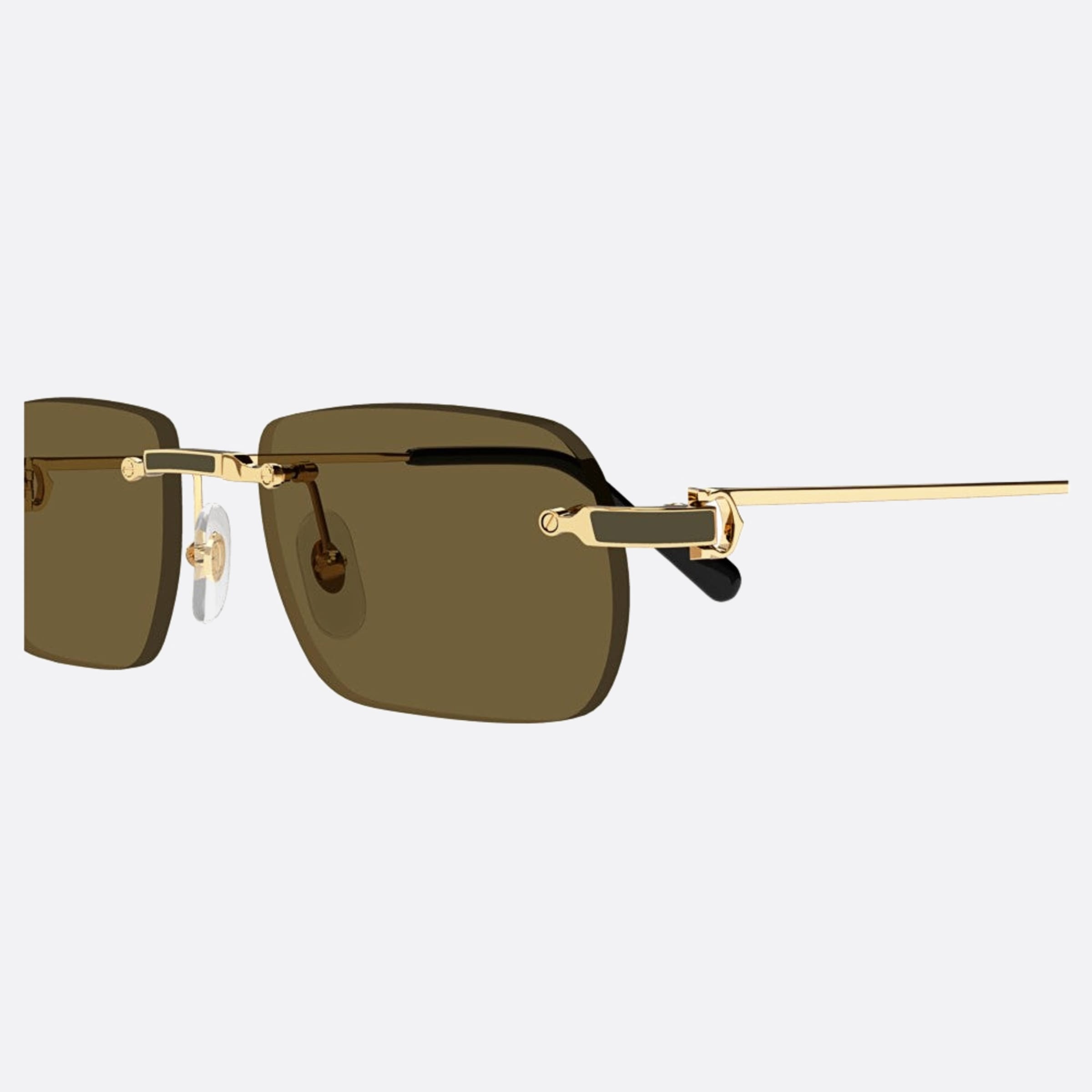 Cartier 55mm Gdbr Gold Rectangle Men Sunglasses - Detail View