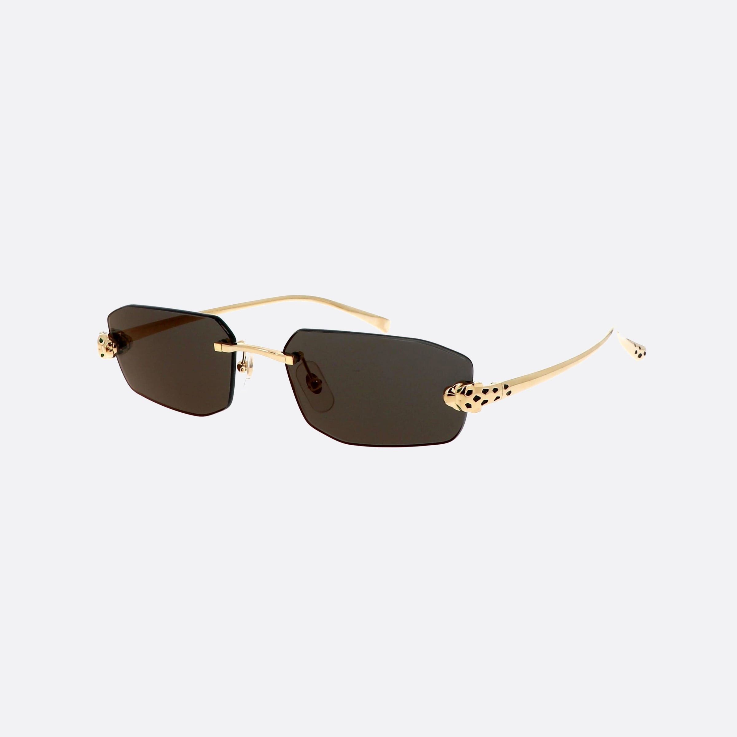 Cartier 56mm Exception Gold Rectangle Polarized Unisex Sunglasses - Main View