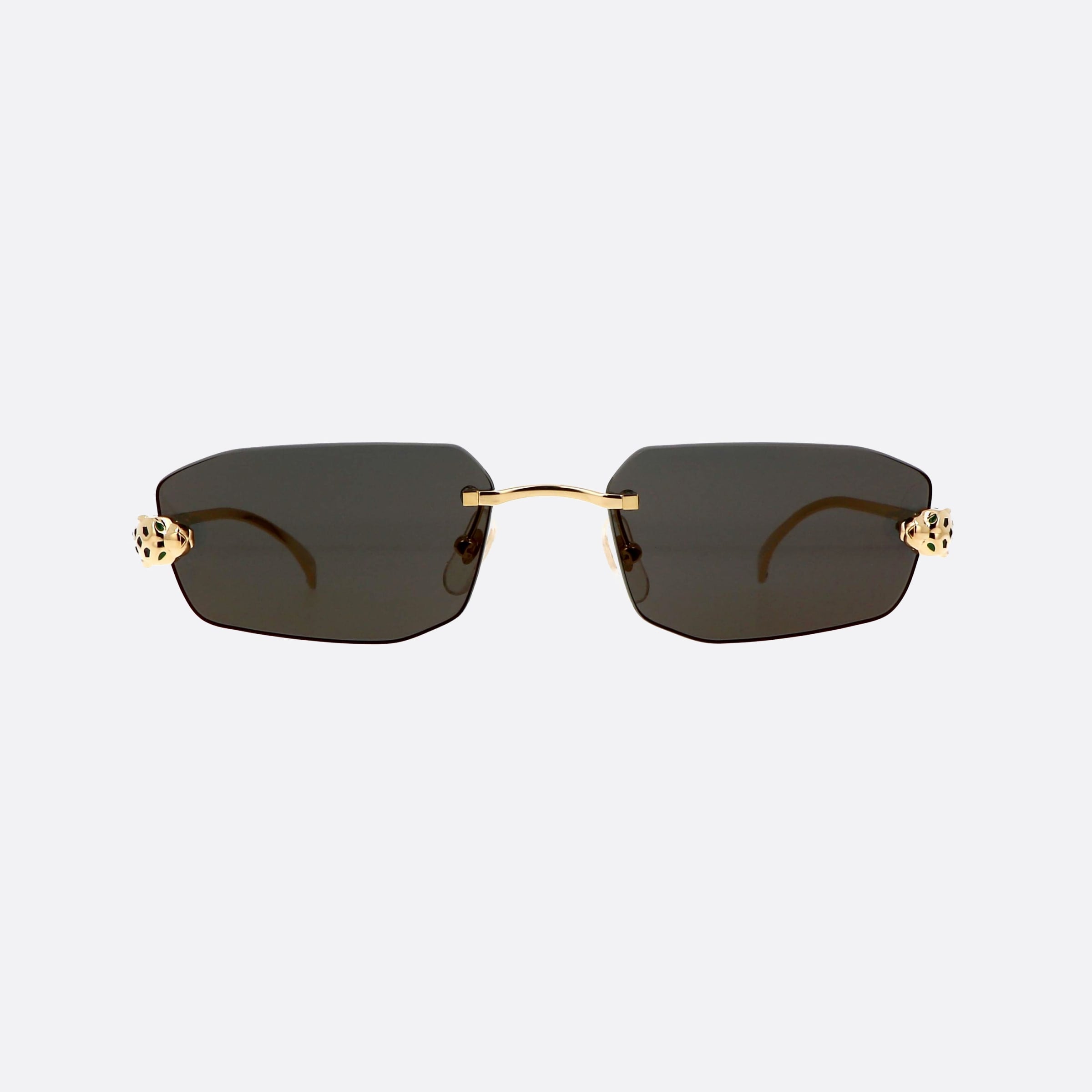 Cartier 56mm Exception Gold Rectangle Polarized Unisex Sunglasses - Side View