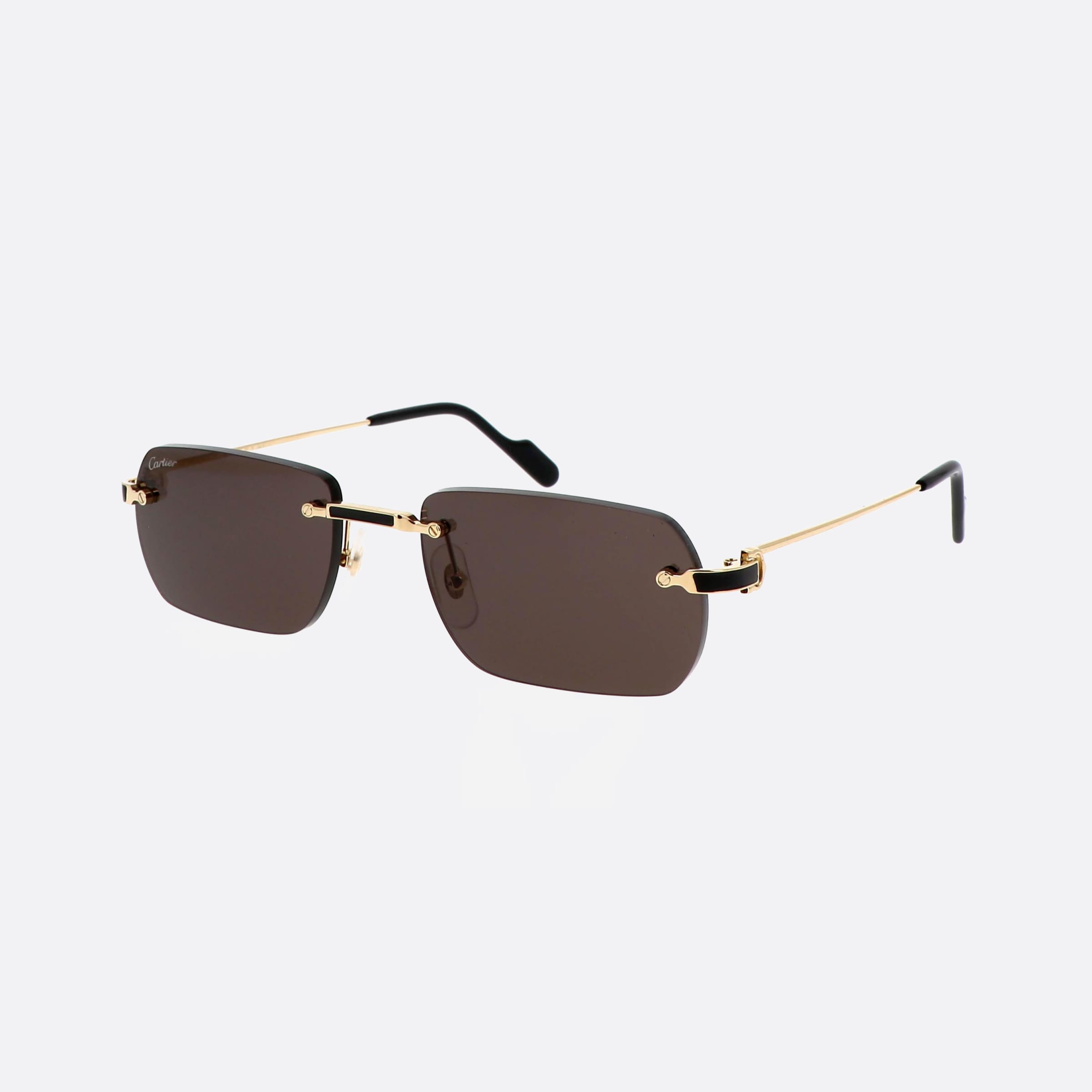 Cartier 55mm Exception Gold Rectangle Polarized Men Sunglasses - Main View