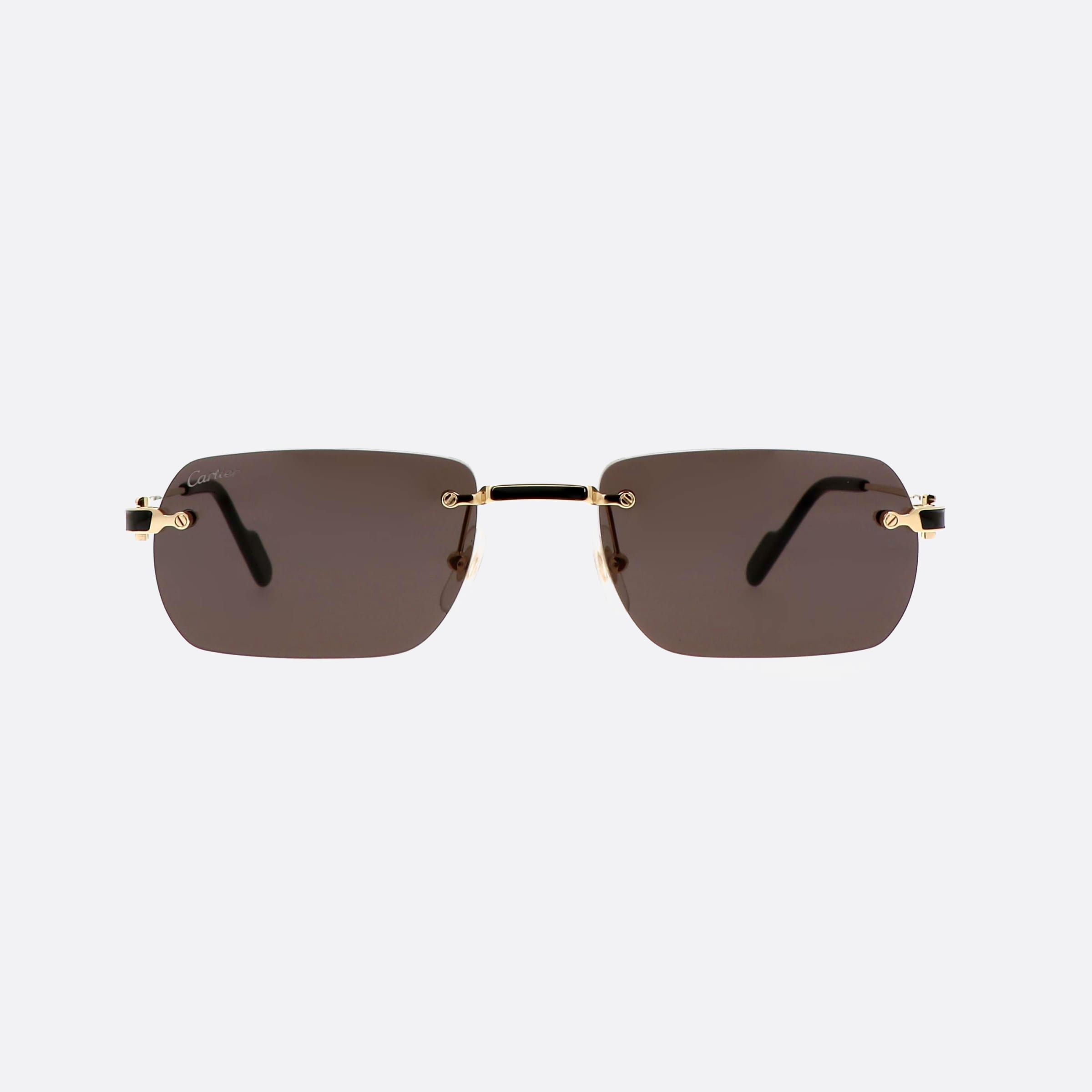 Cartier 55mm Exception Gold Rectangle Polarized Men Sunglasses - Side View