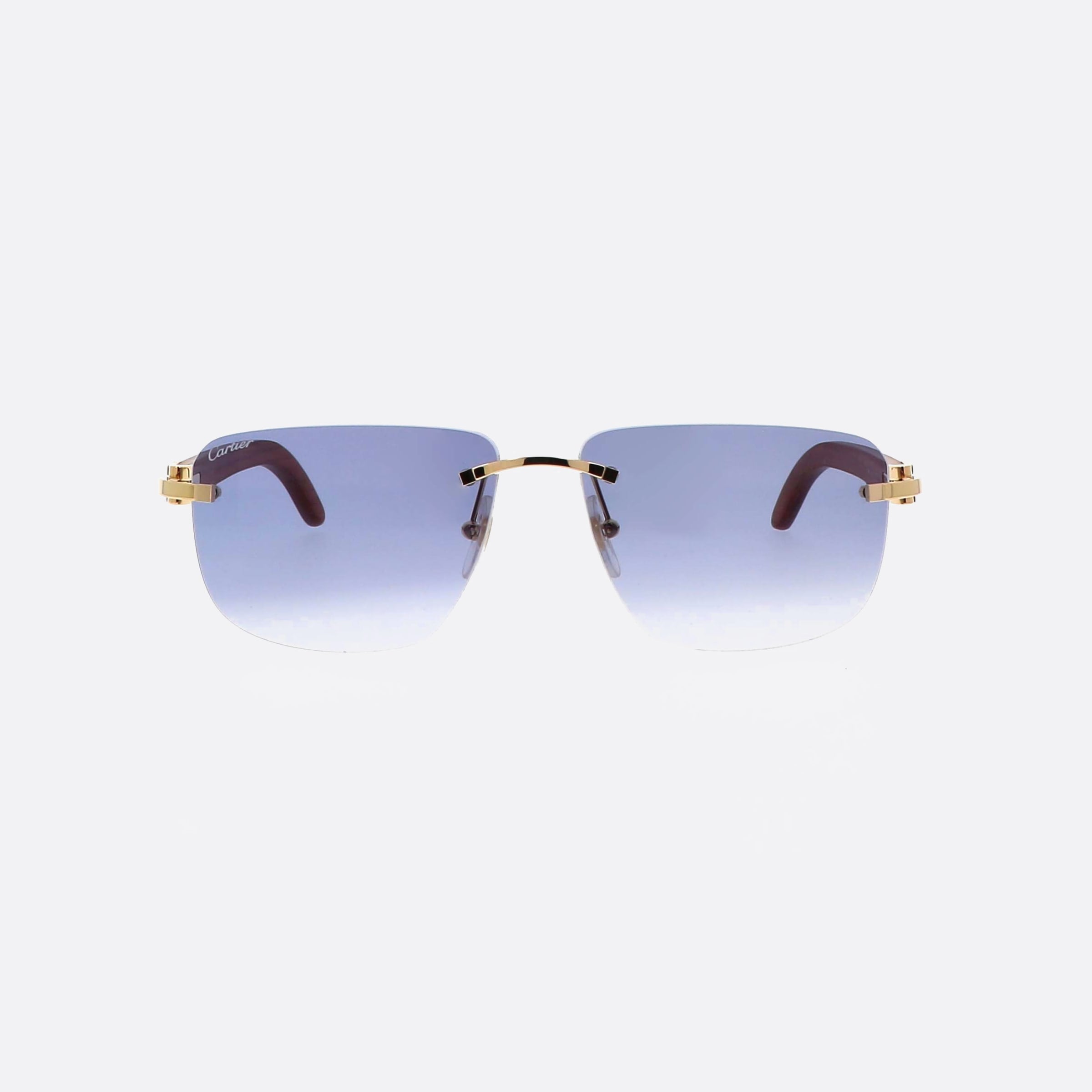 Cartier 58mm Rimless Sun Ct0040rs Brown Rectangle Men Sunglasses - Side View