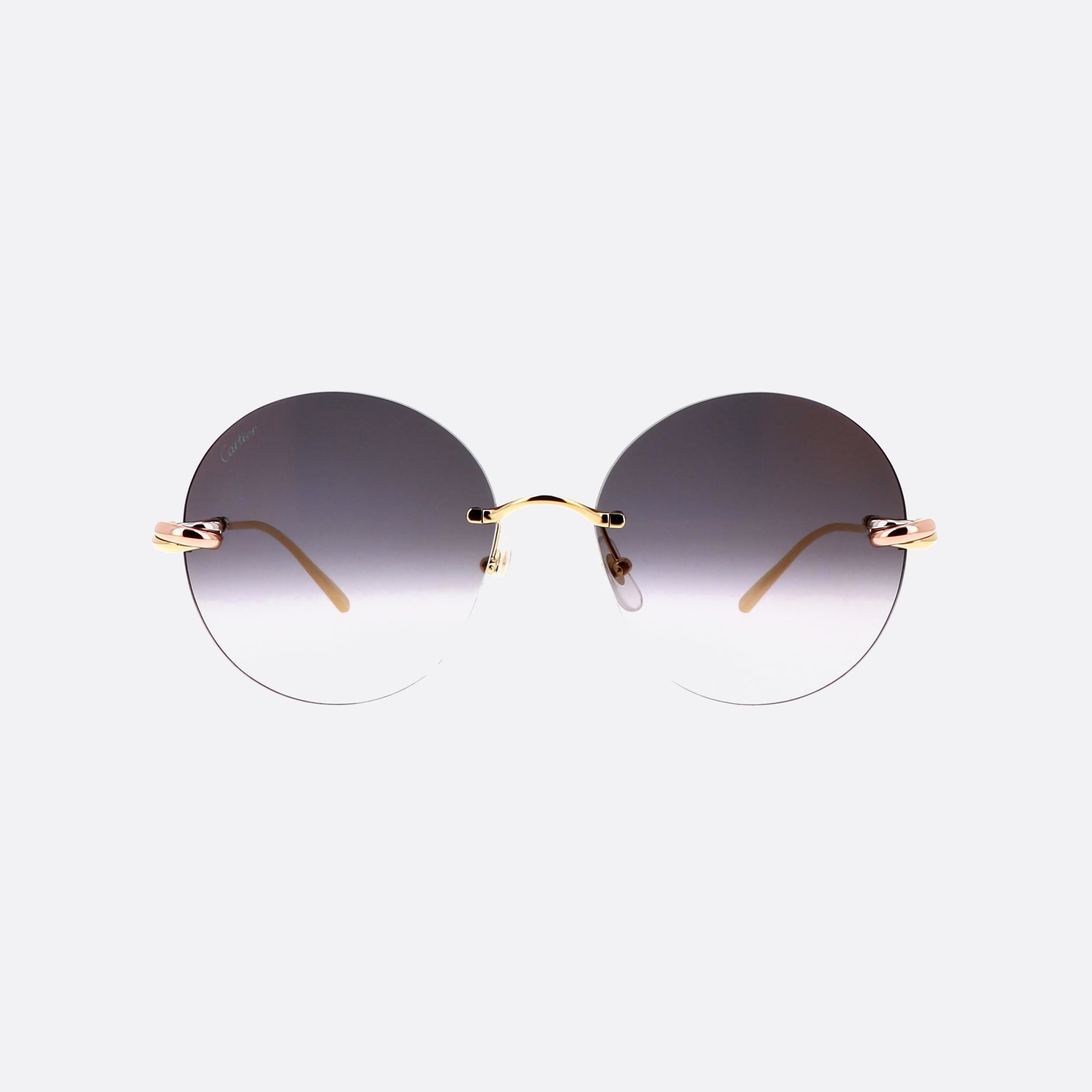 Cartier 60mm Trinity Gold Round Unisex Sunglasses - Side View