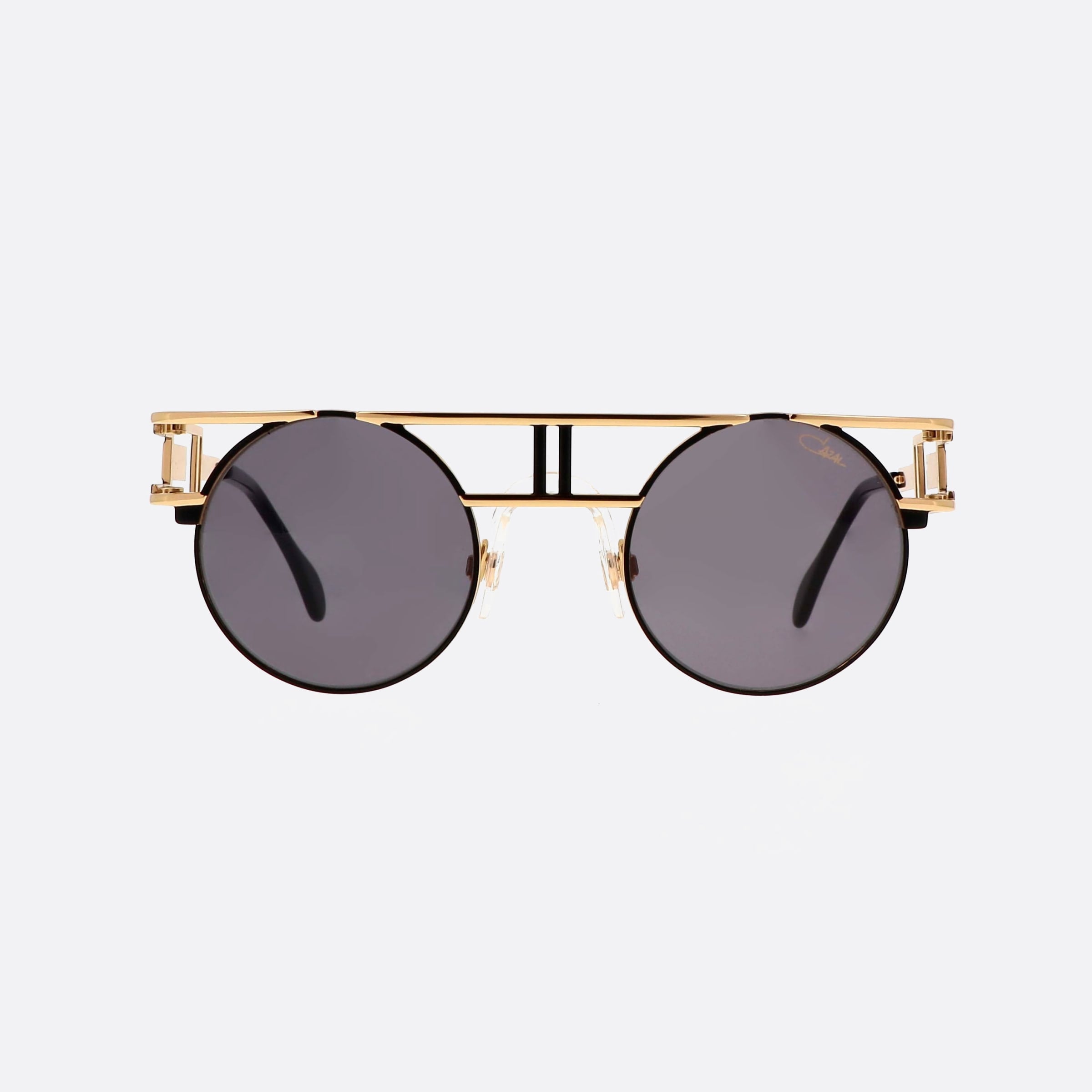 Cazal 46mm Gold Round Unisex Sunglasses - Side View