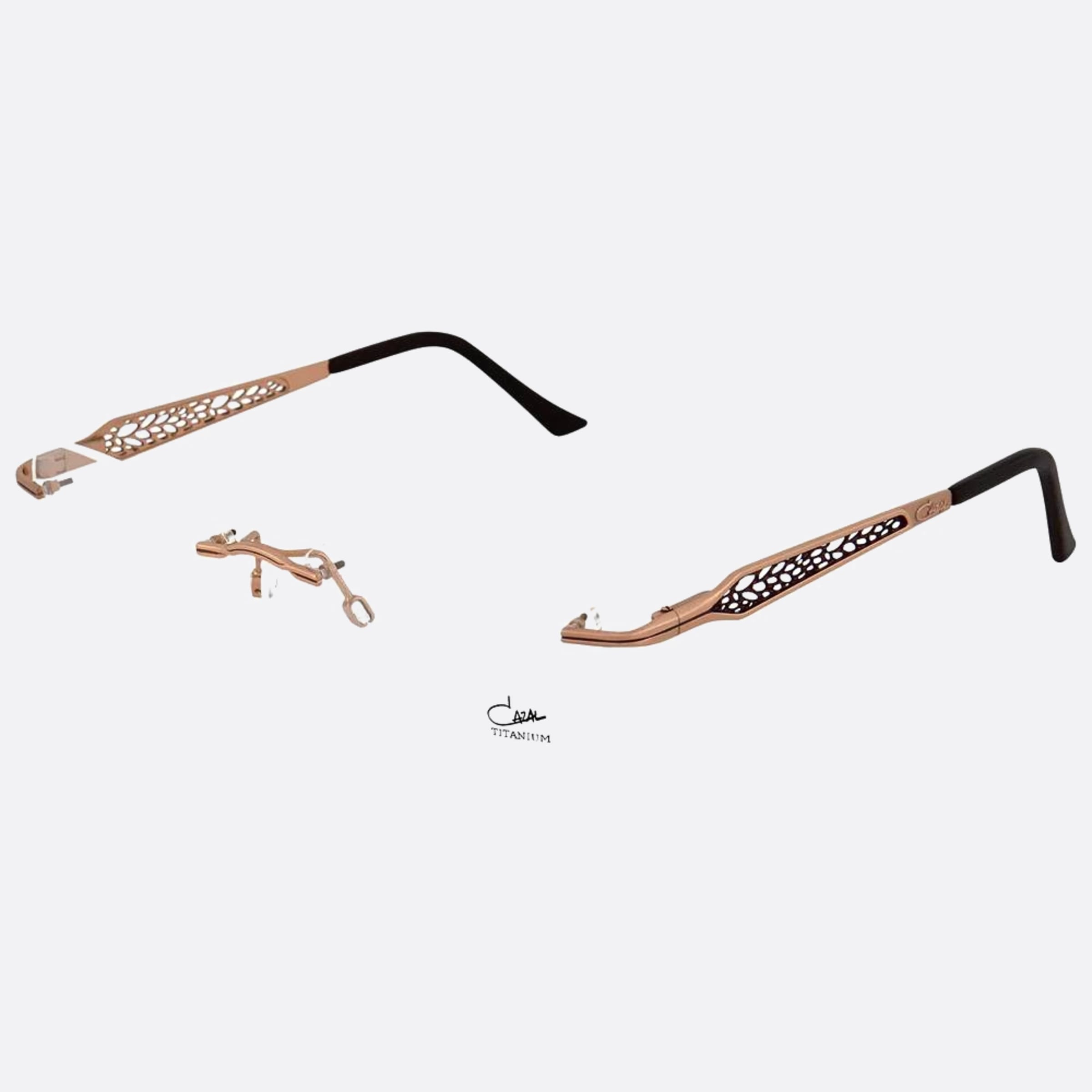 Cazal 54mm Cazal Rose Gold Rectangle Unisex Eyeglasses - Side View
