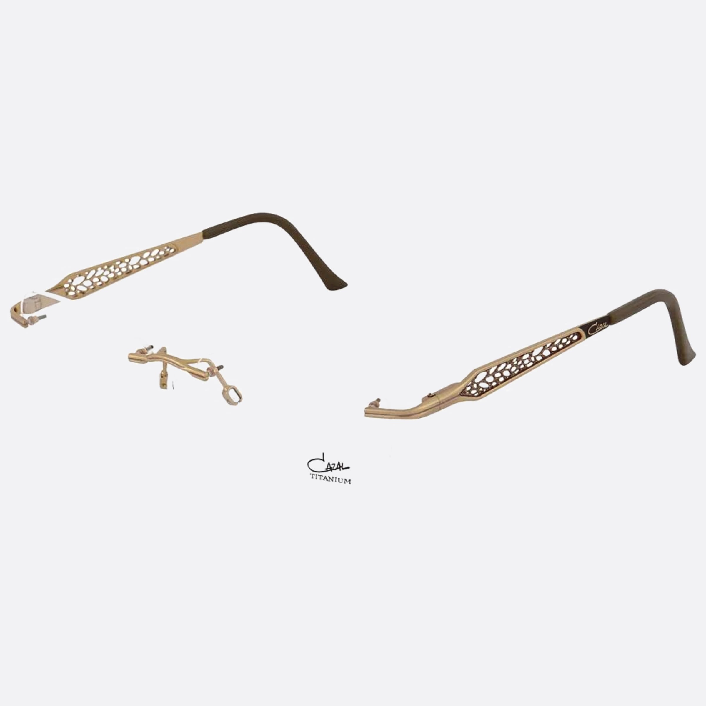 Cazal 54mm Cazal Gold Rectangle Unisex Eyeglasses - Side View