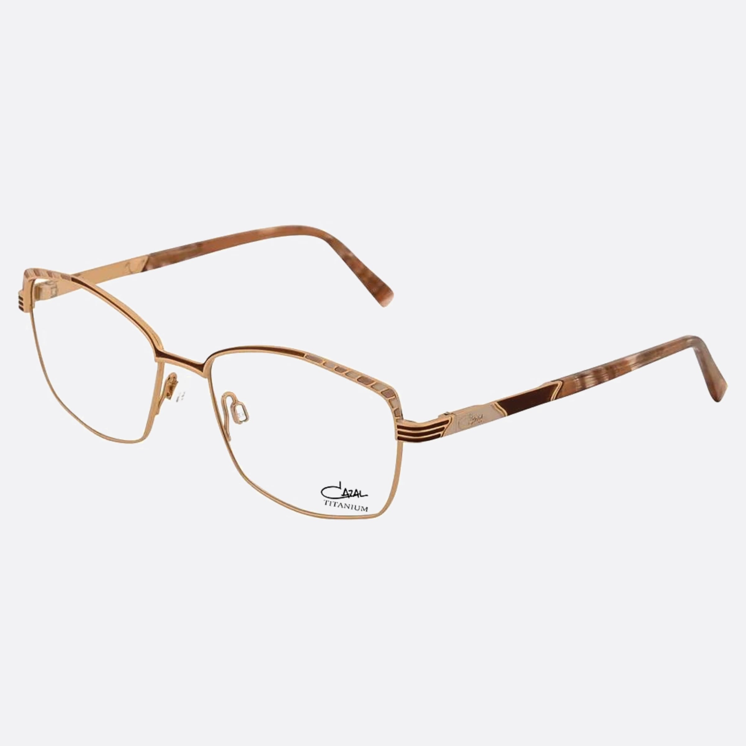 Cazal 52mm Cazal Bgl Gold Squared Unisex Eyeglasses - Side View