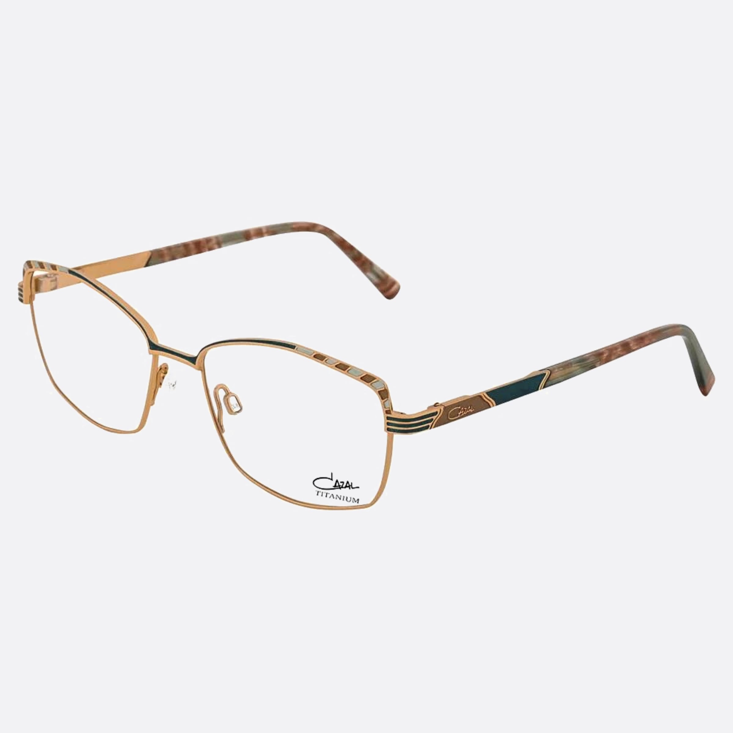 Cazal 52mm Cazal Gold Squared Unisex Eyeglasses - Side View